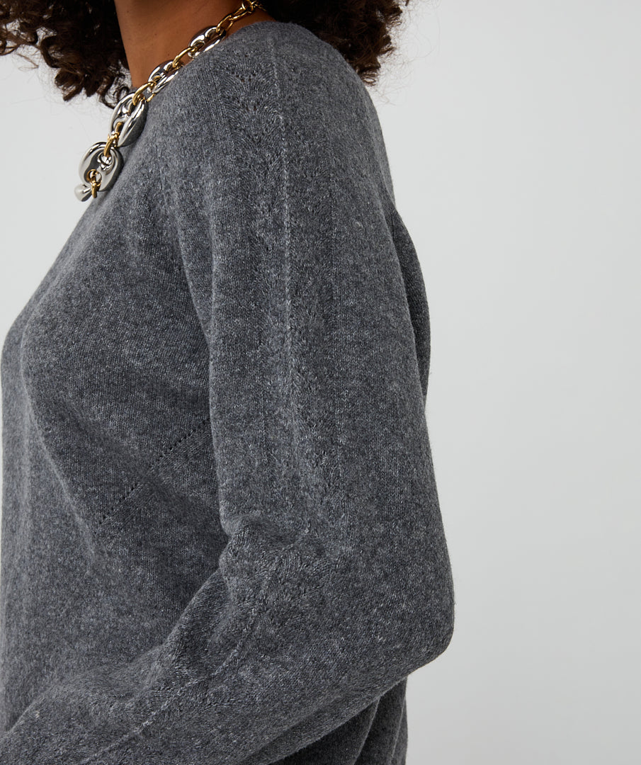 Sweater raglan ajour - dark grey