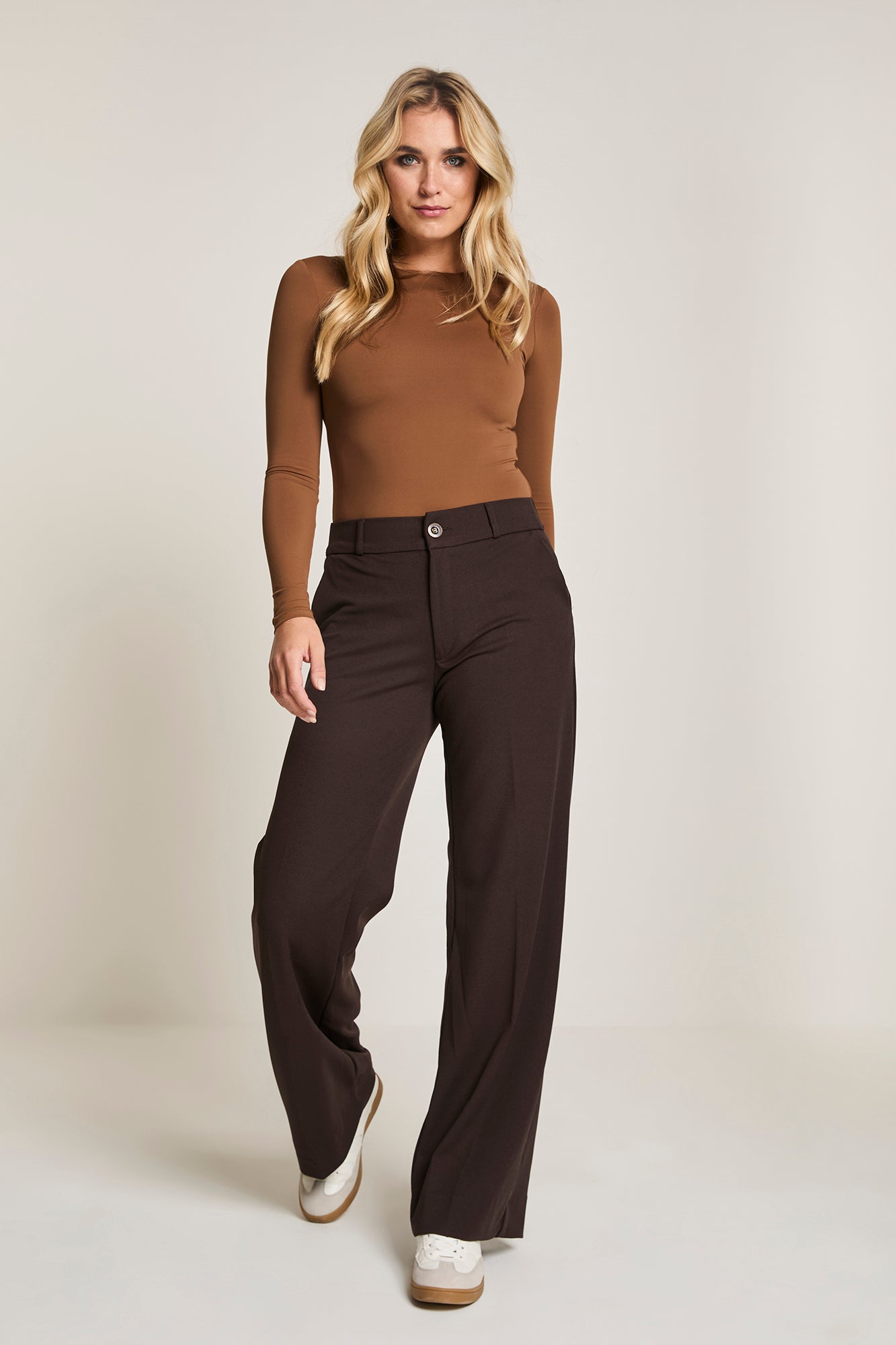 Mira elastic crepe pants Para Mi - brown