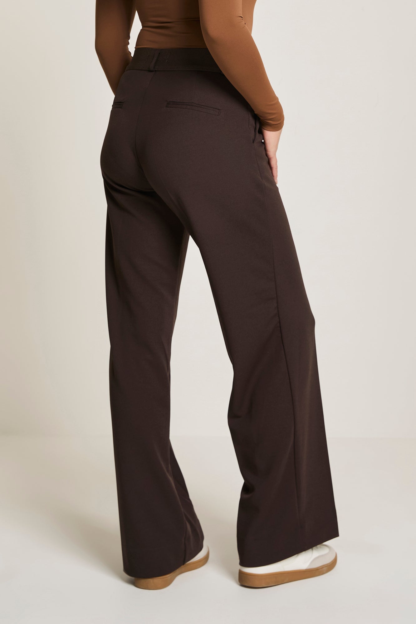 Mira elastic crepe pants Para Mi - brown
