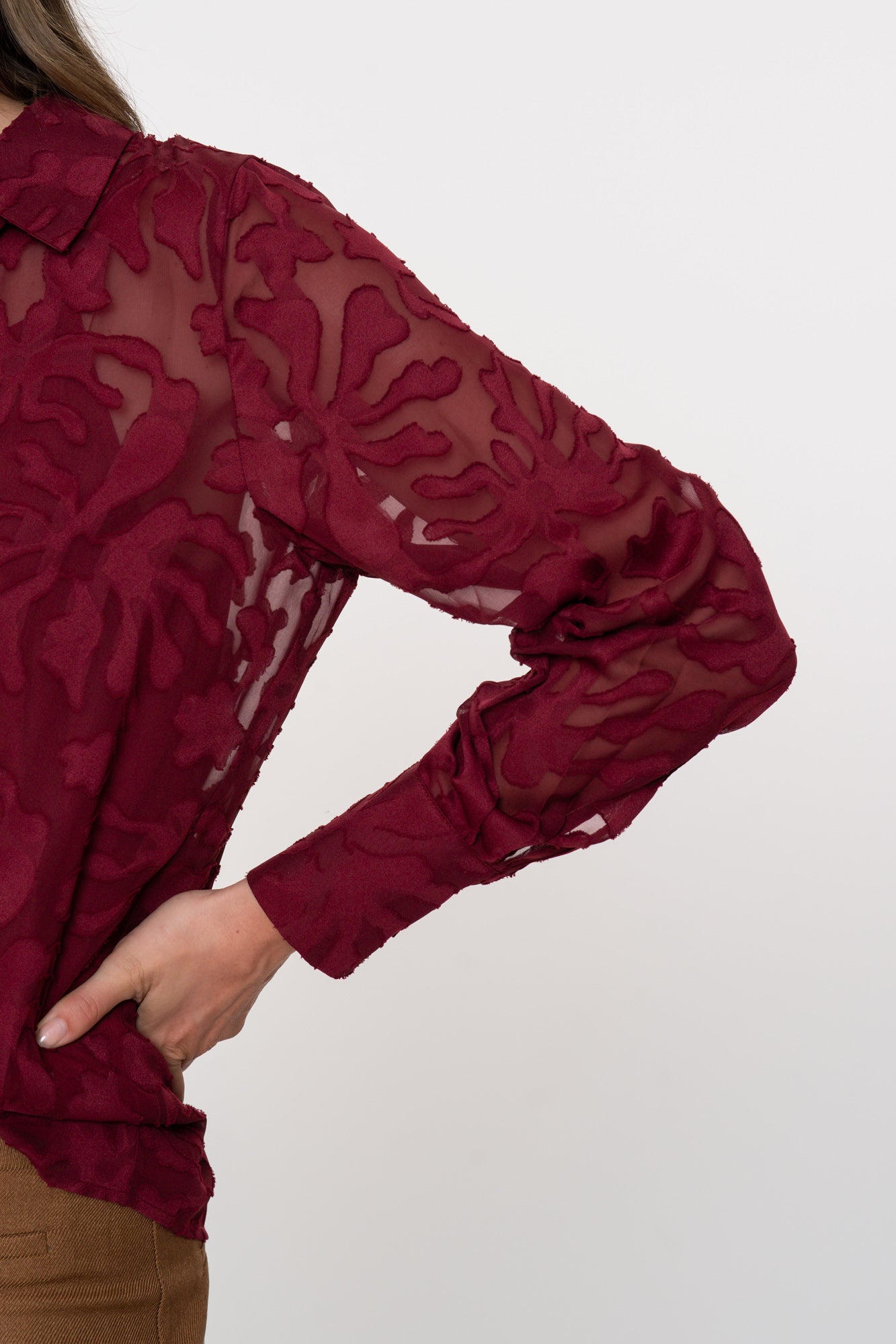 Blouse fancy fabric - bordeaux