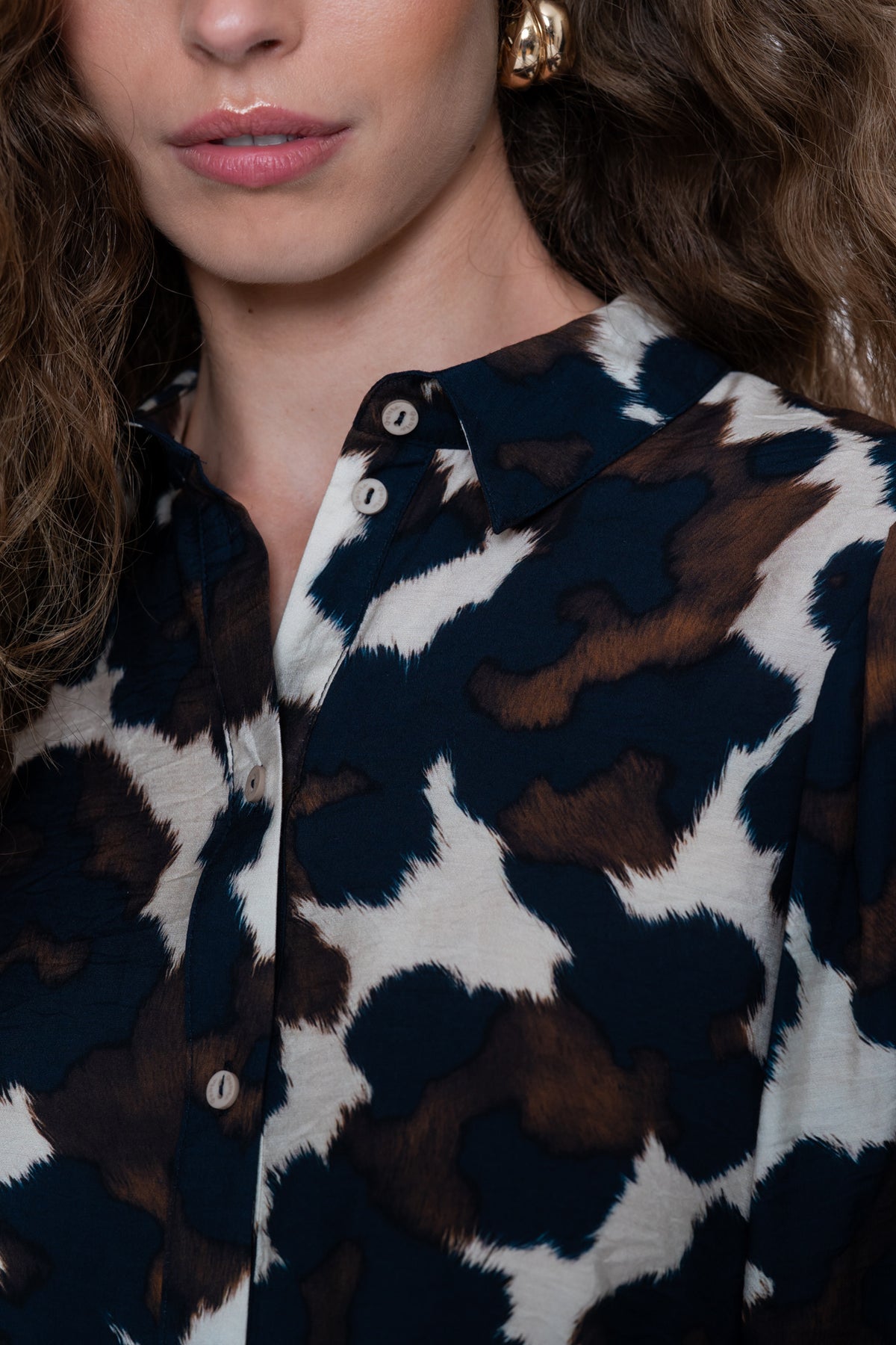 Blouse print - beige/blauw