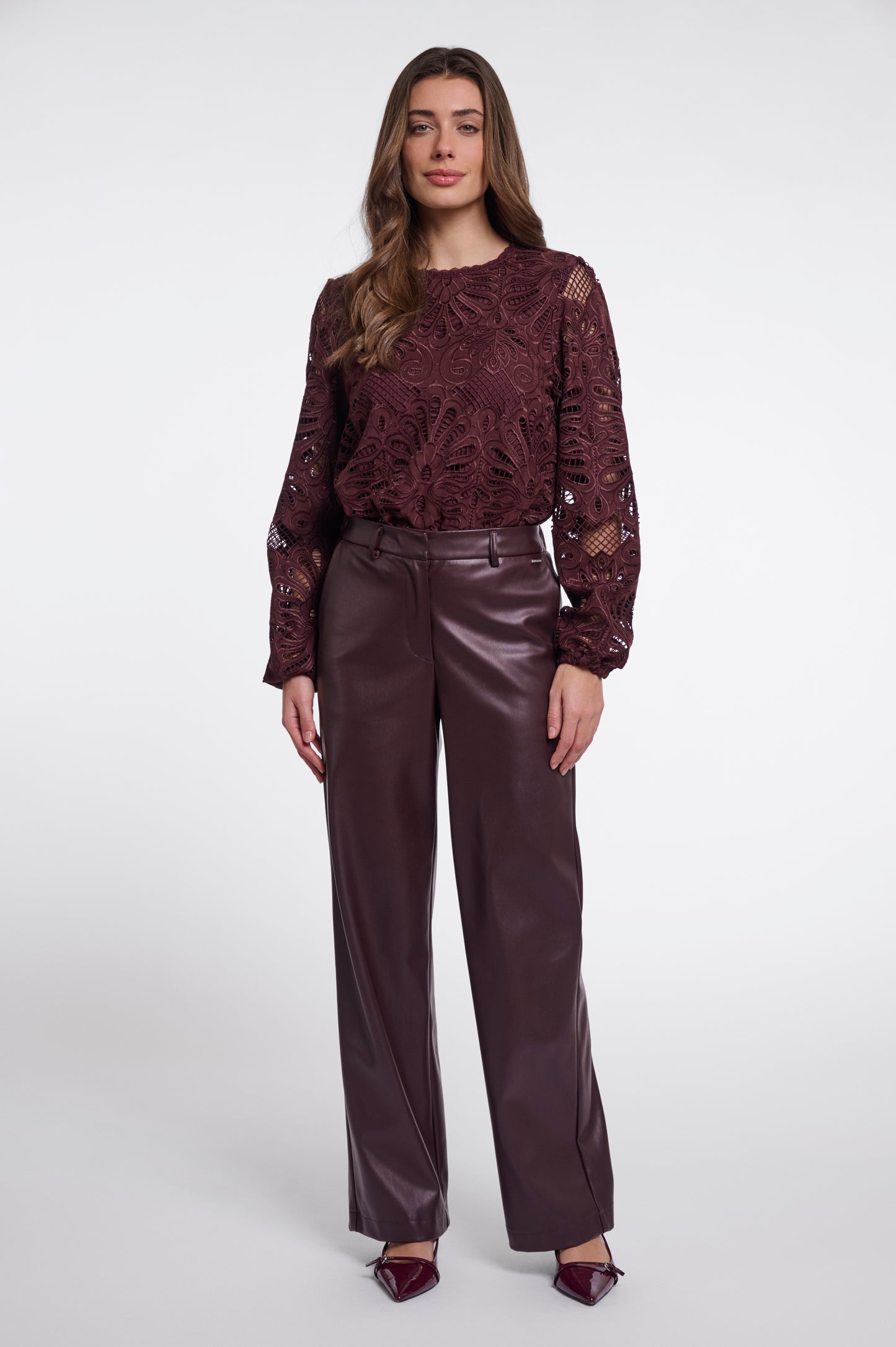 Georgina faux leather pants - Fudge