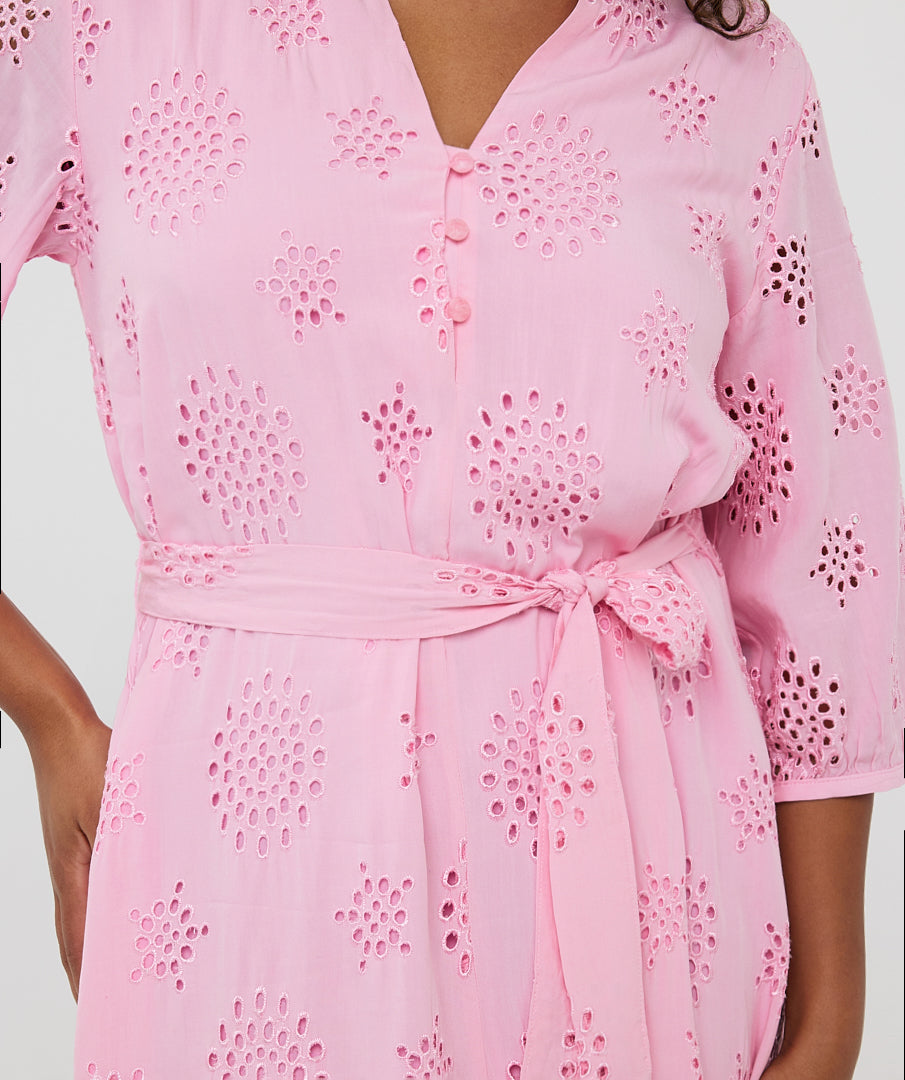 Dress allover embroidery - pastel pink