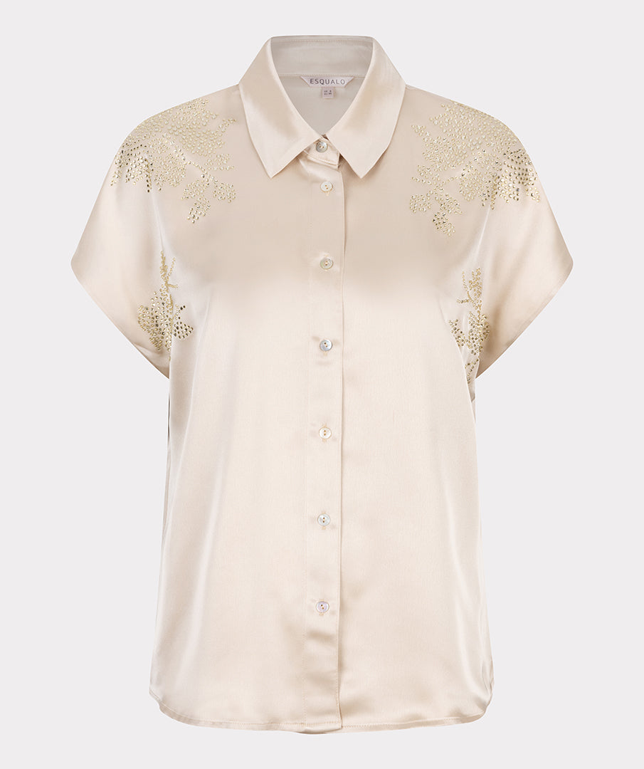 Blouse batwing sequins - off white
