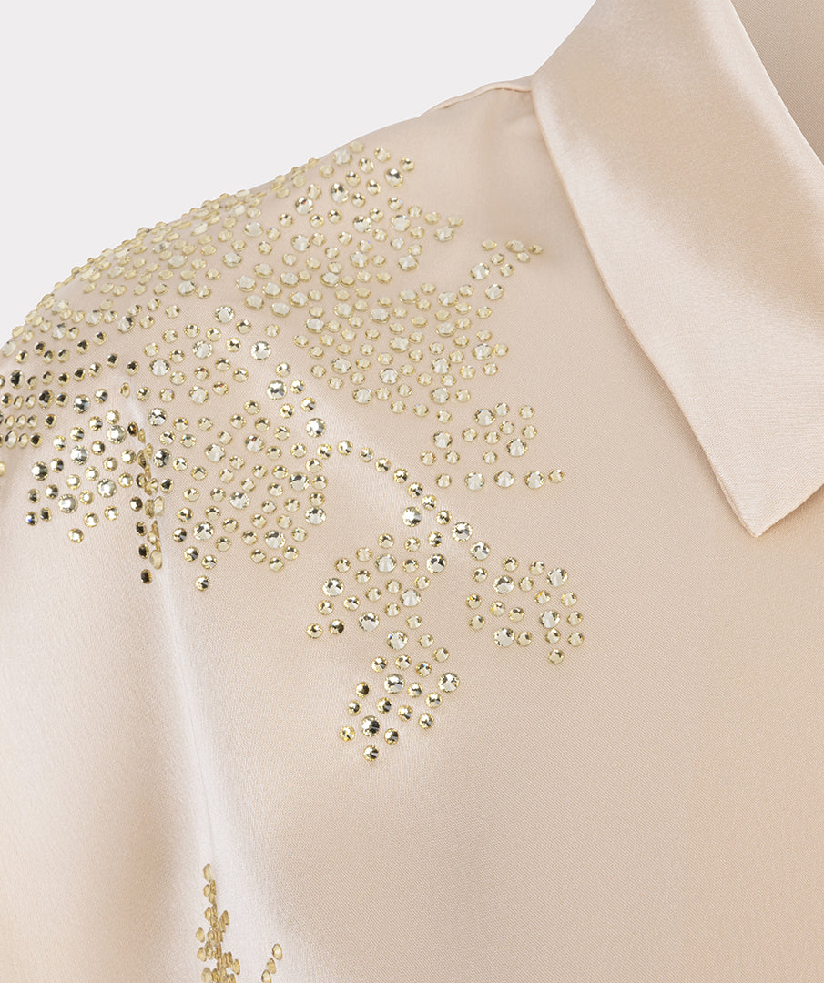 Blouse batwing sequins - off white