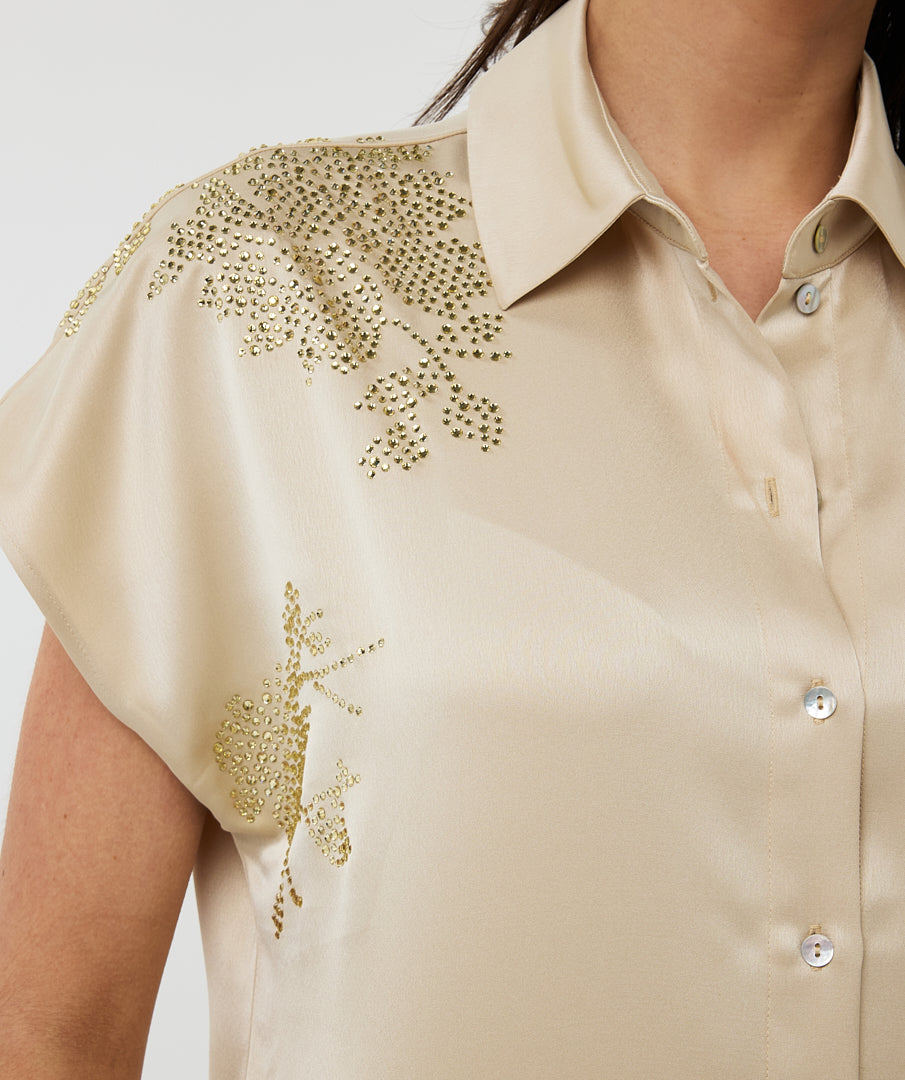 Blouse batwing sequins - off white