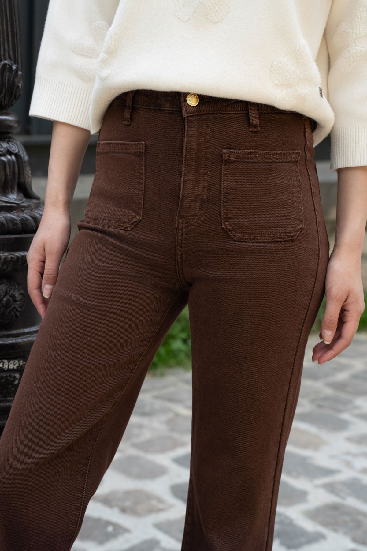 Jeans wide leg - bruin