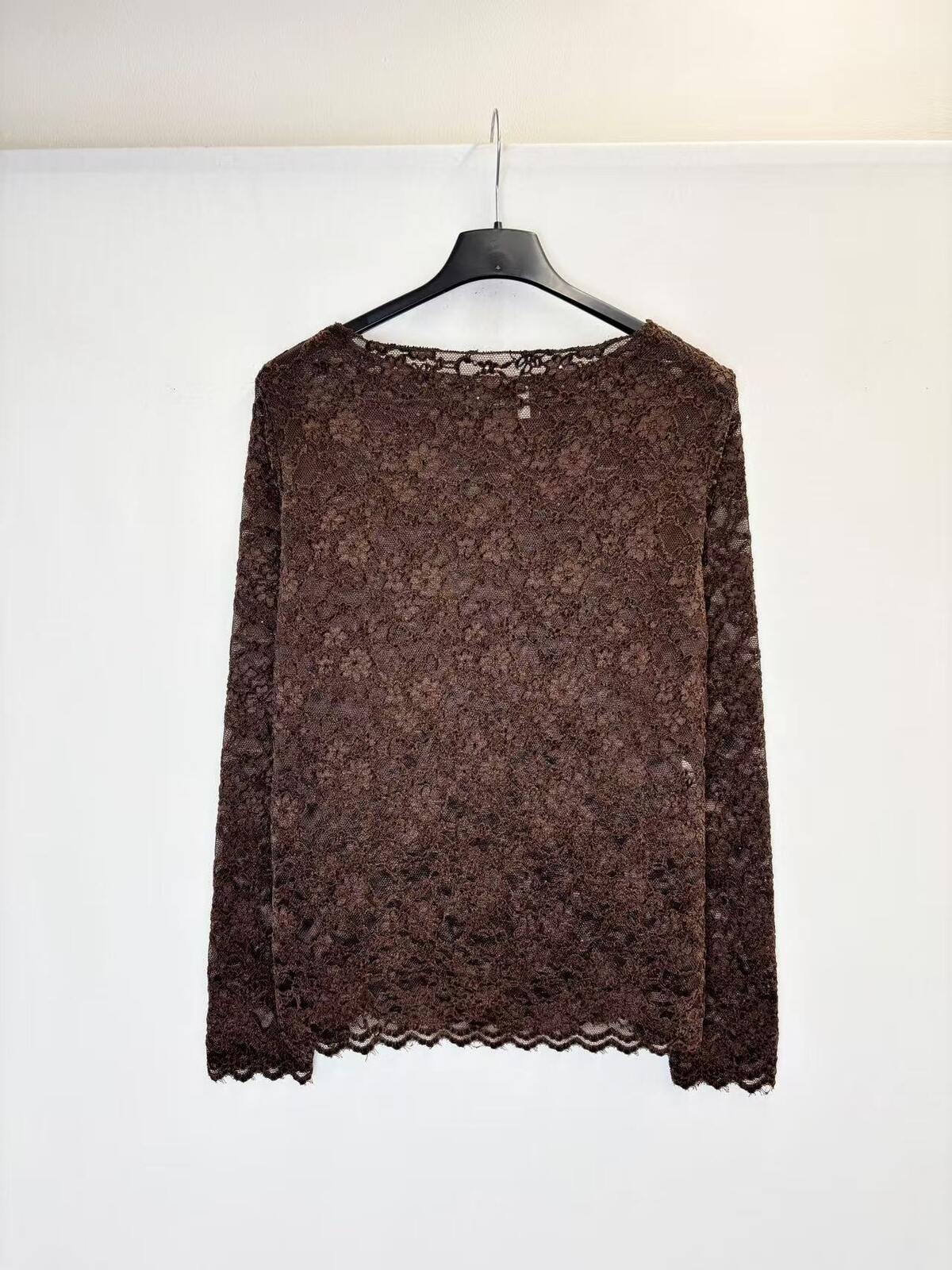 Kanten top - bruin