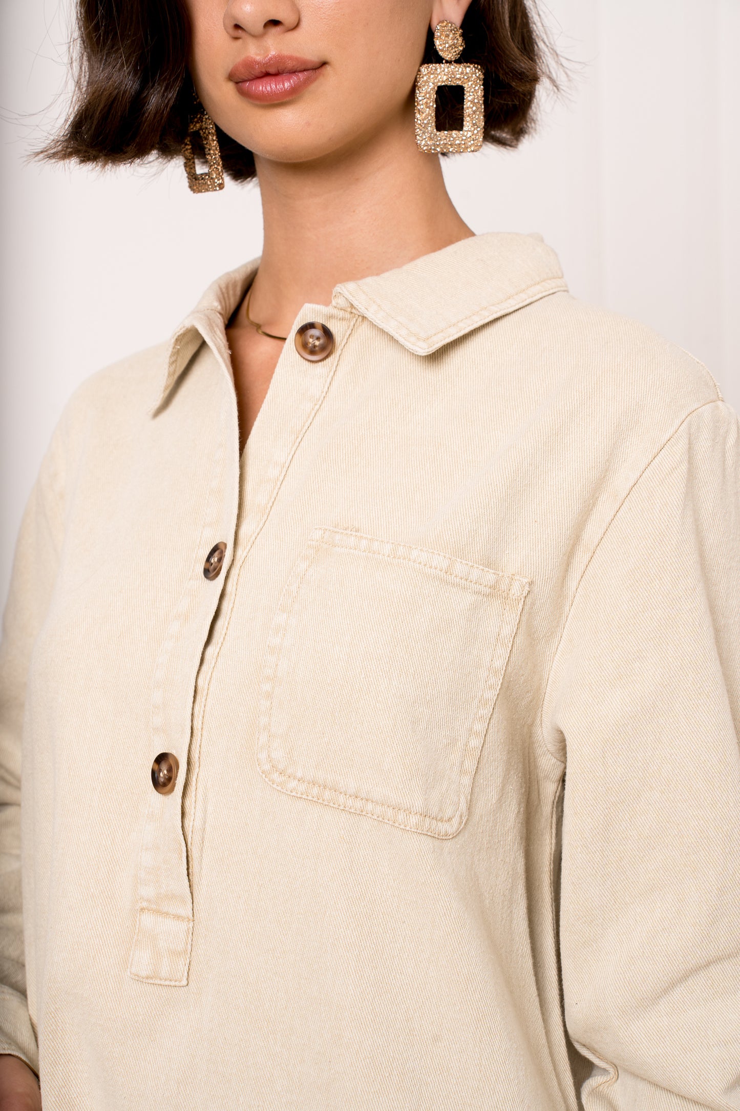 Jeansdress LS - beige
