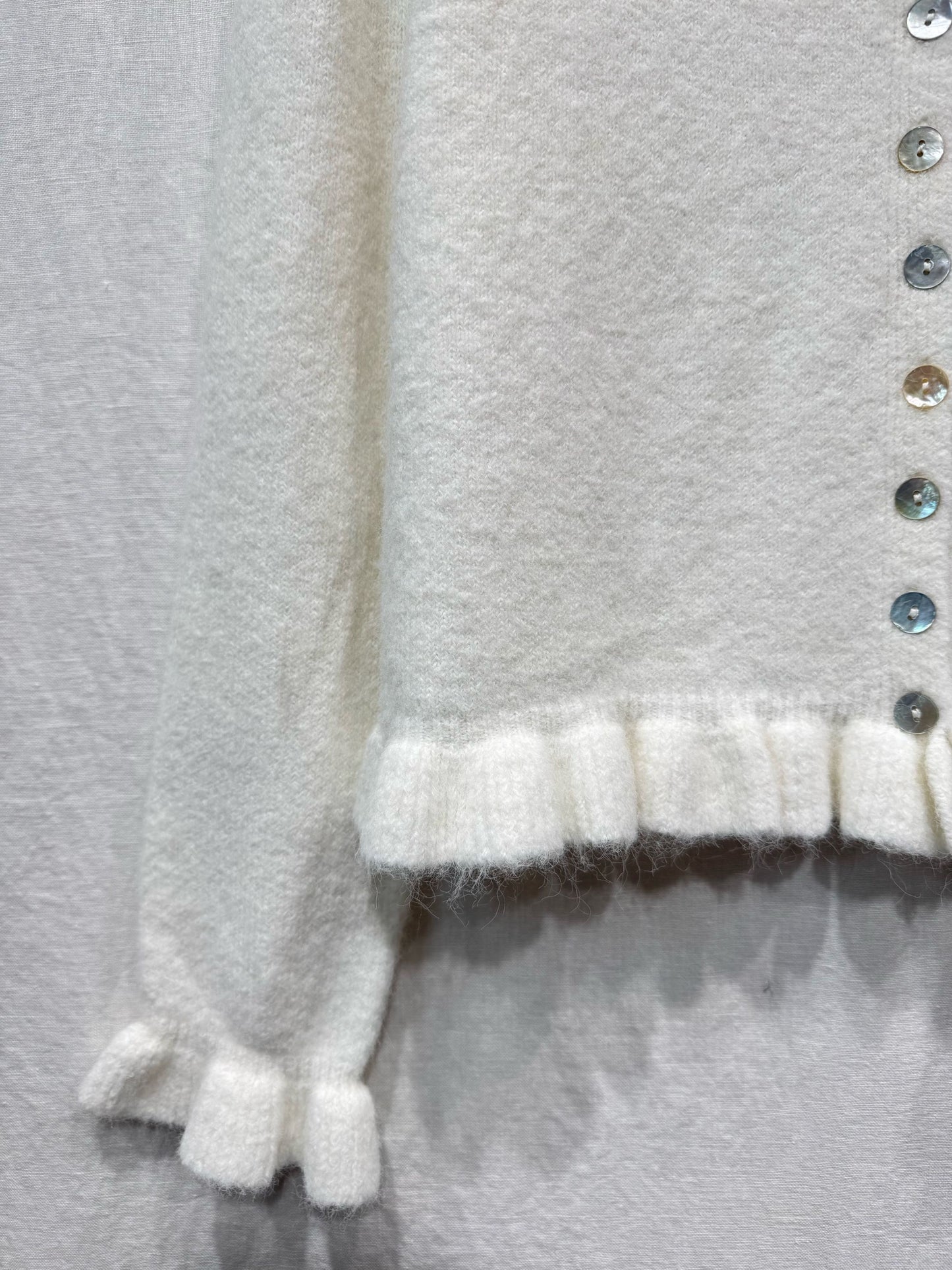 Gilet frul kraag knopen - ecru