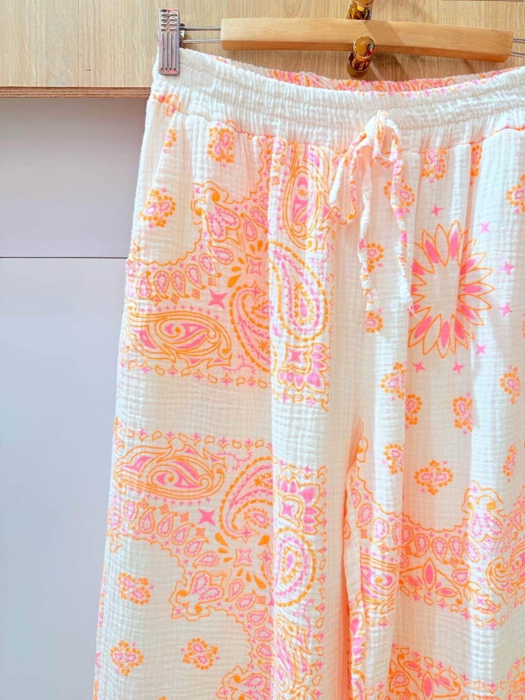 Sunset Bandana Broek - wit/oranje
