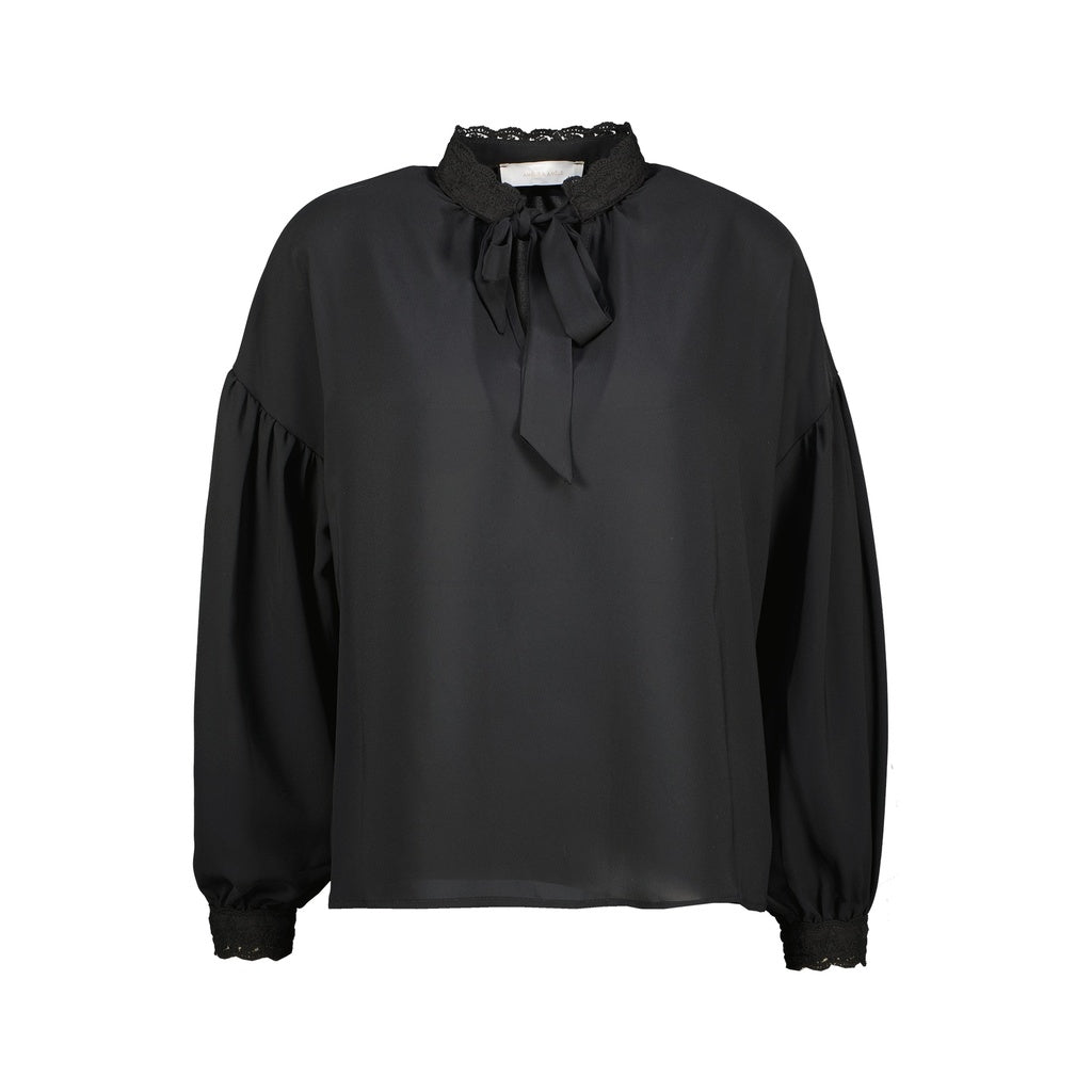 Jesy bloesje broderie - zwart