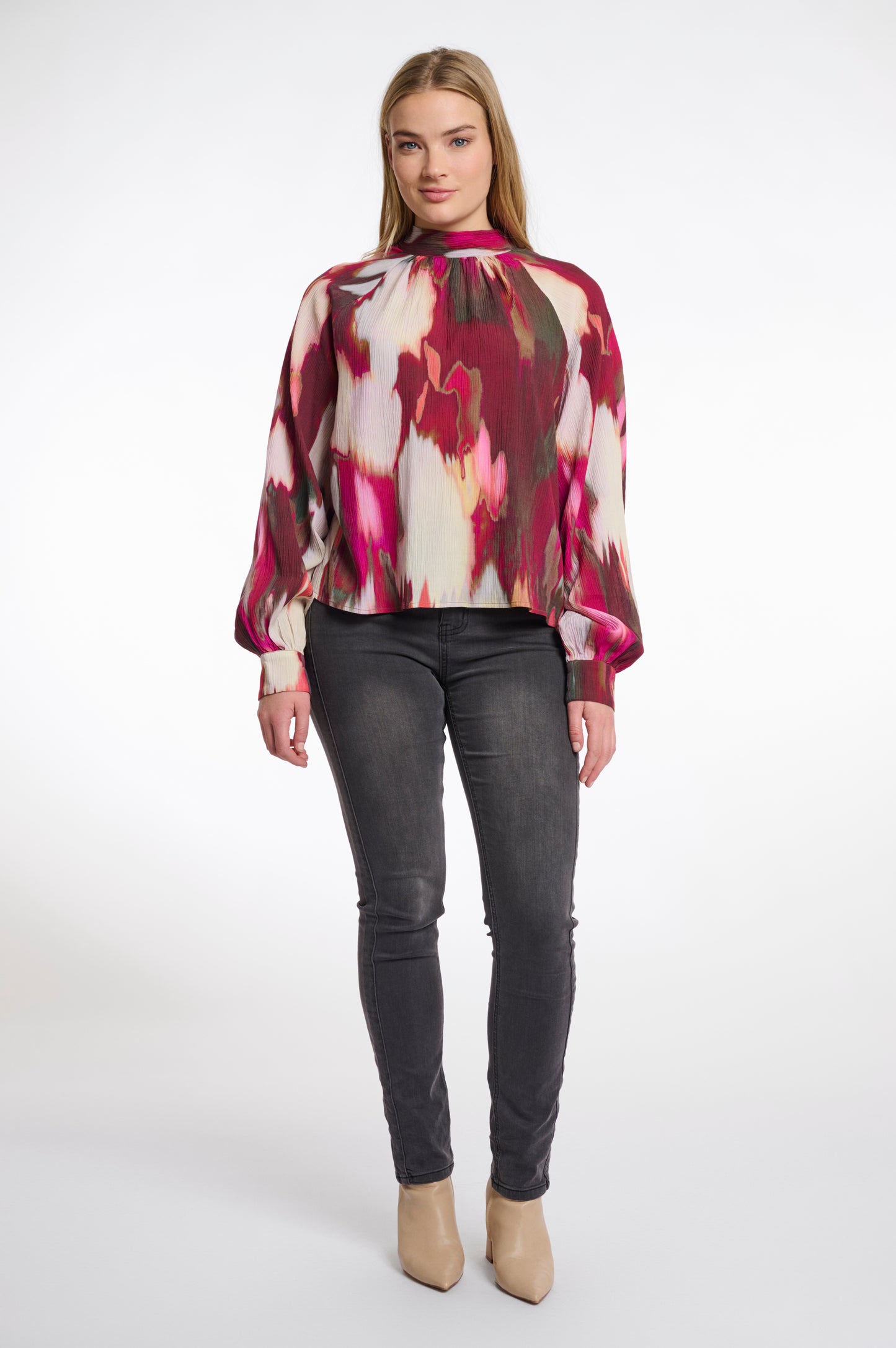 Lieke blouse with tie - pink shadow