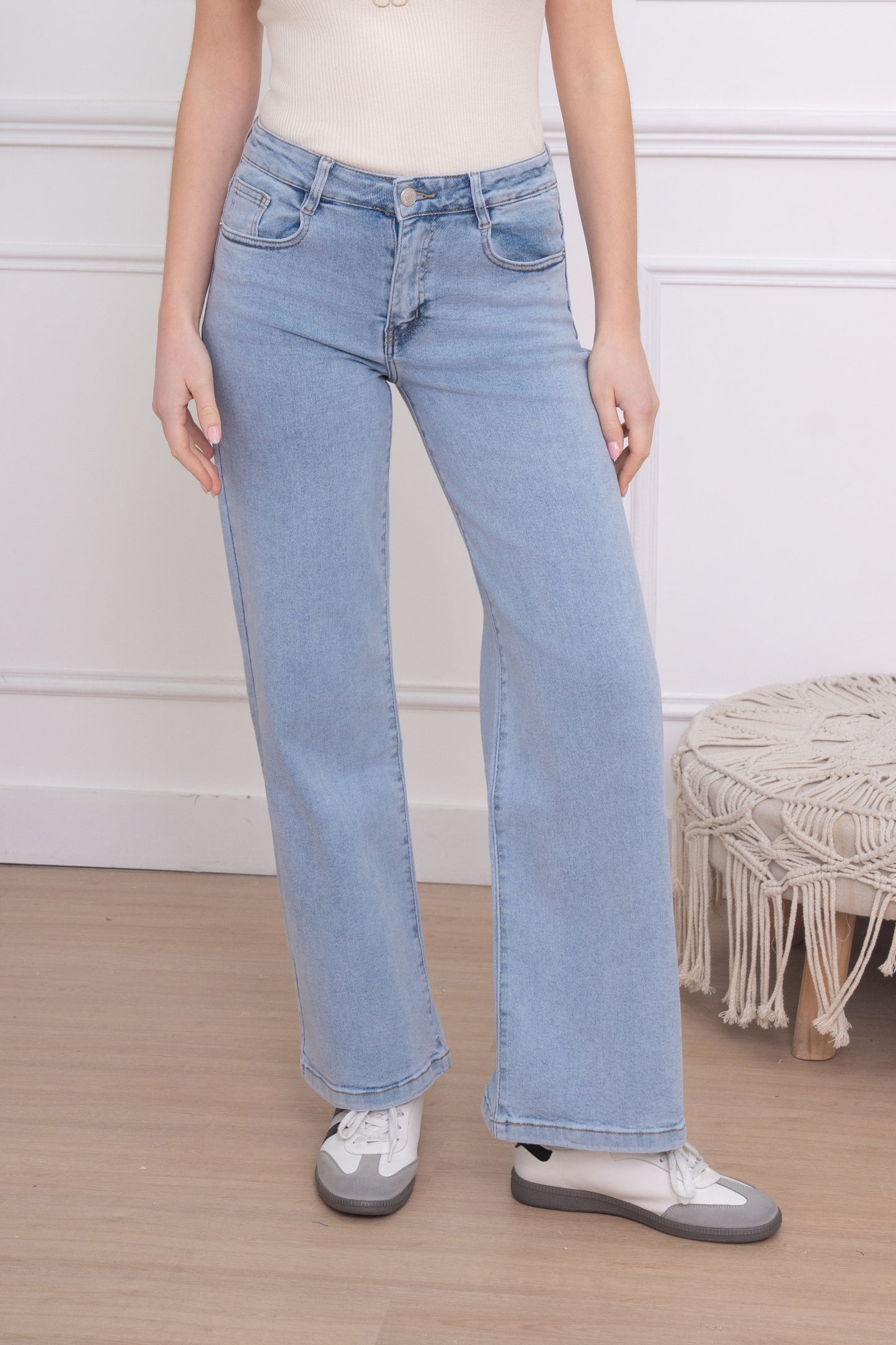 Basic jeans wijde pijp - lichtblauw