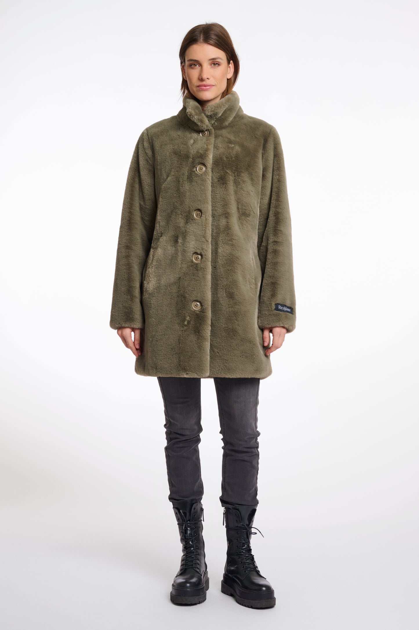Nonna fake fur coat - green ash