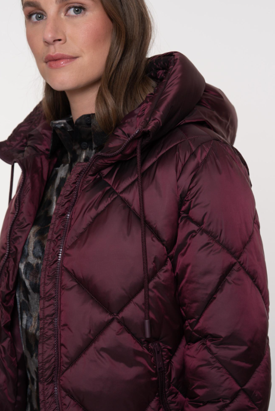 Short jacket with hood - Aubergine