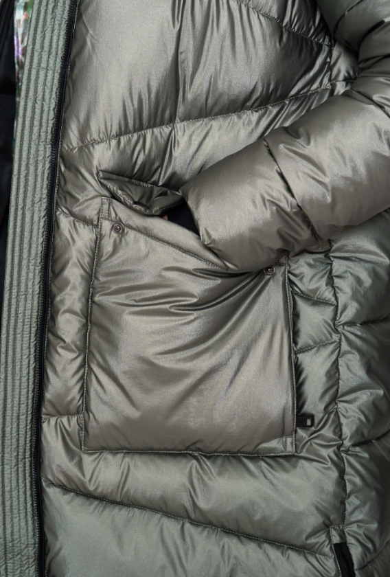 Winterjas met kap - soft green metallic