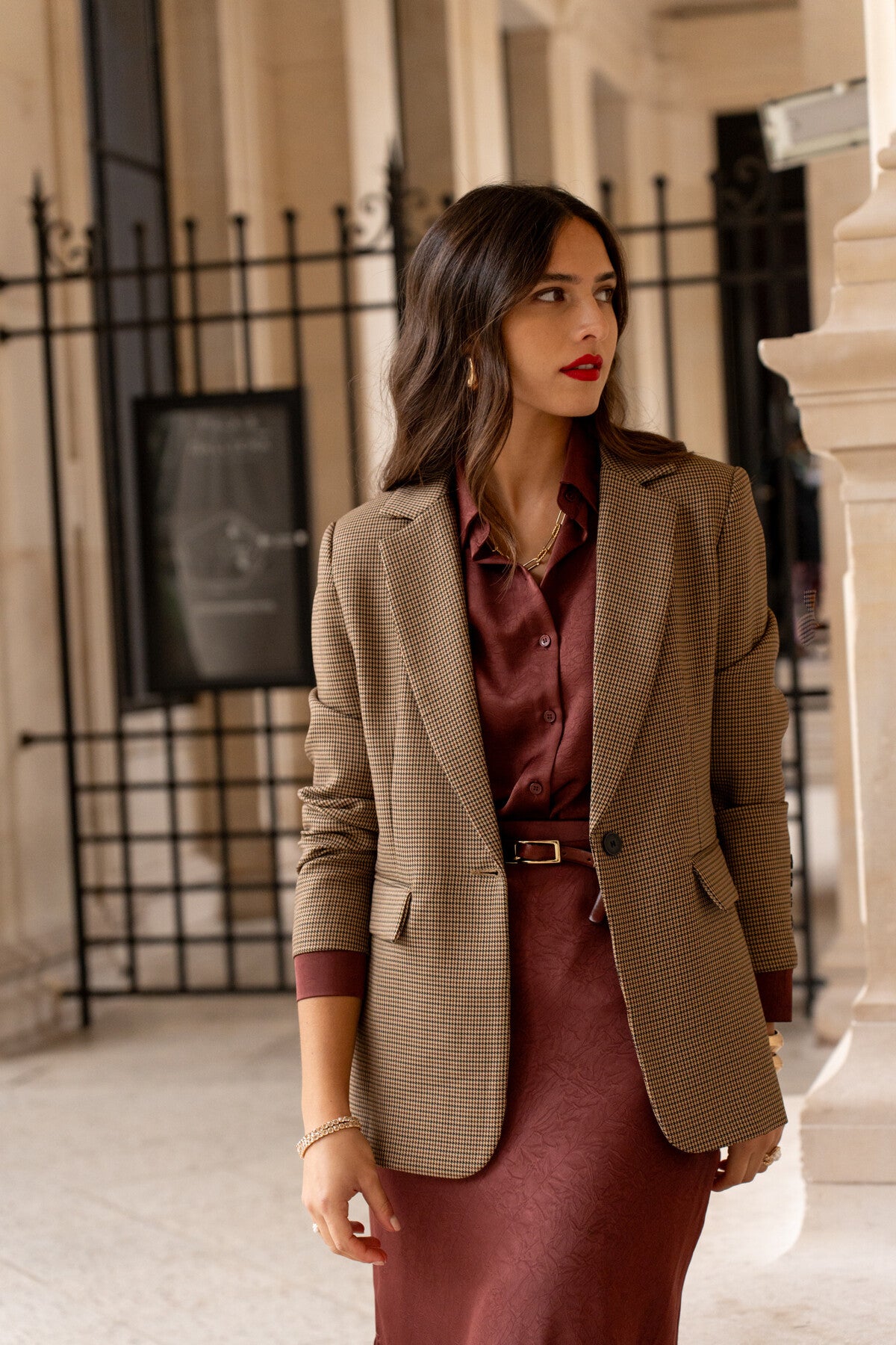 Geruite blazer - camel