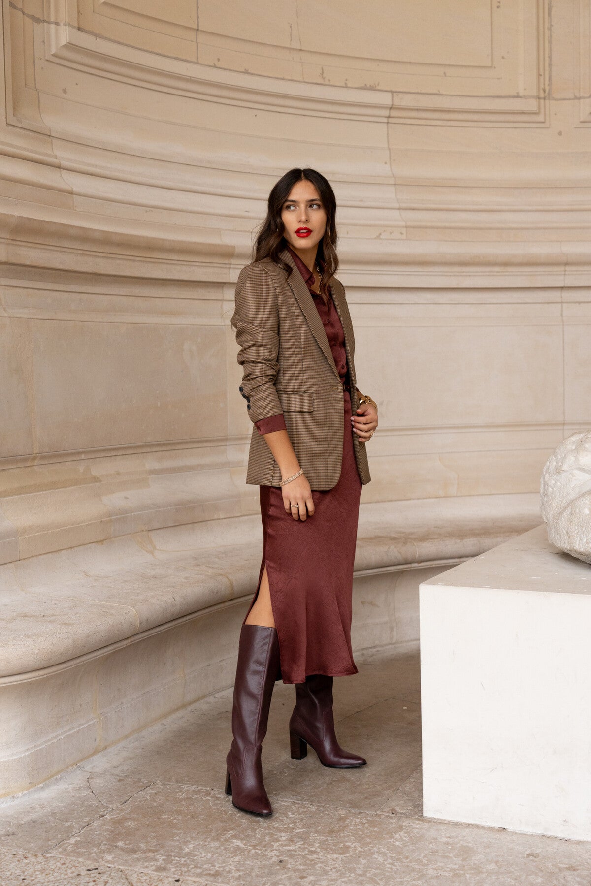 Geruite blazer - camel
