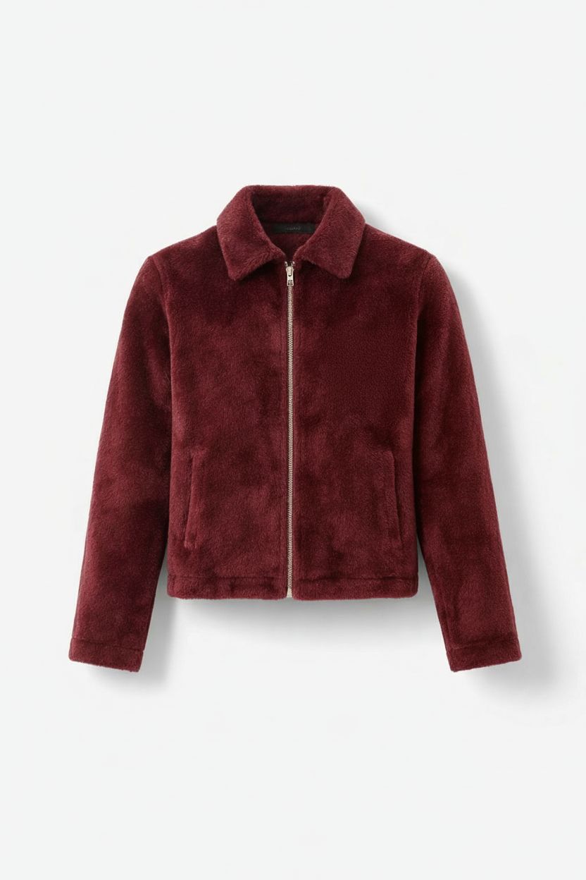 Fluffy jacket - bordeaux