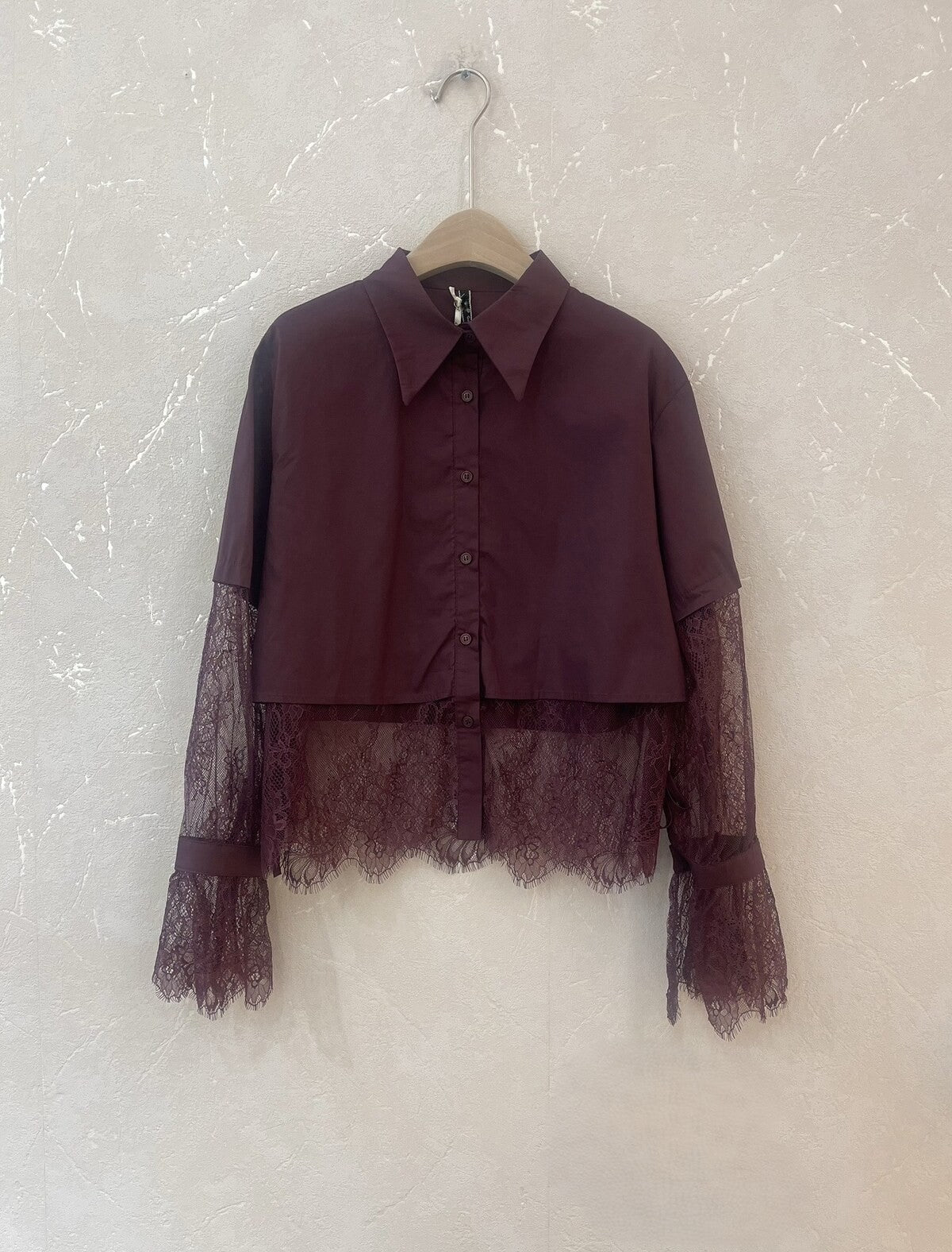 Bloes met kant - burgundy