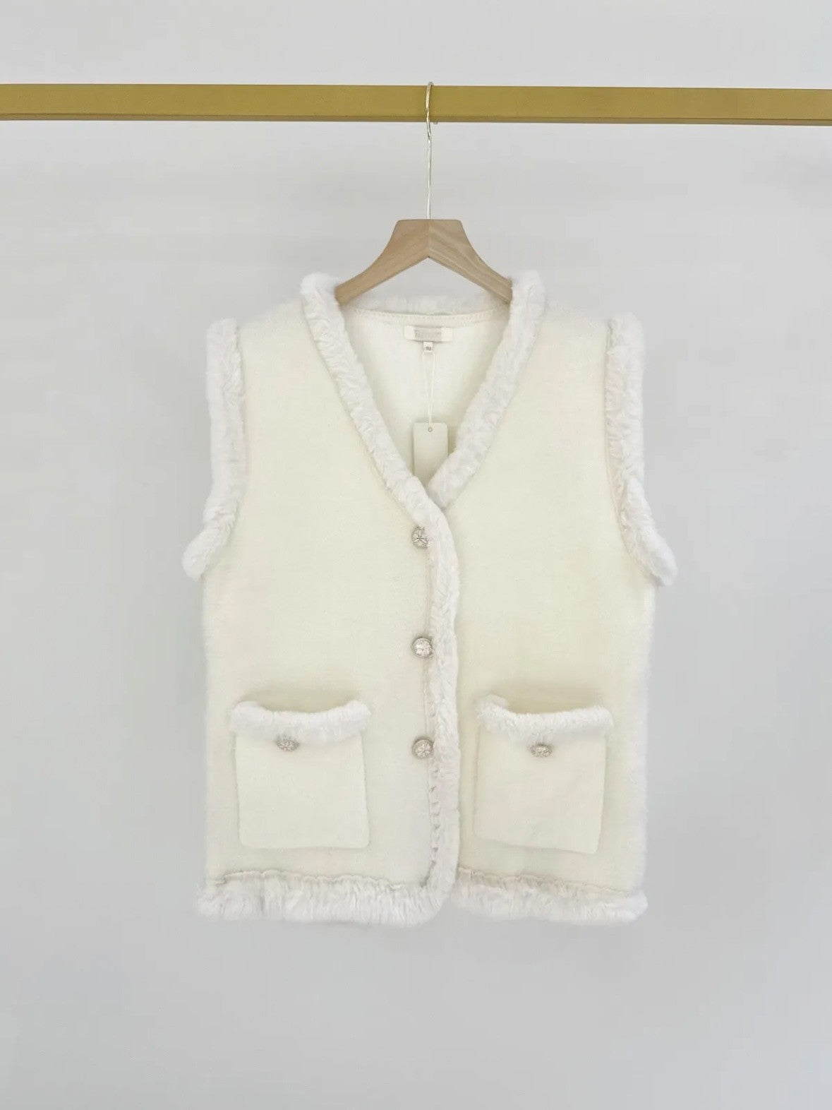 Fluffy giletje ZM - ecru