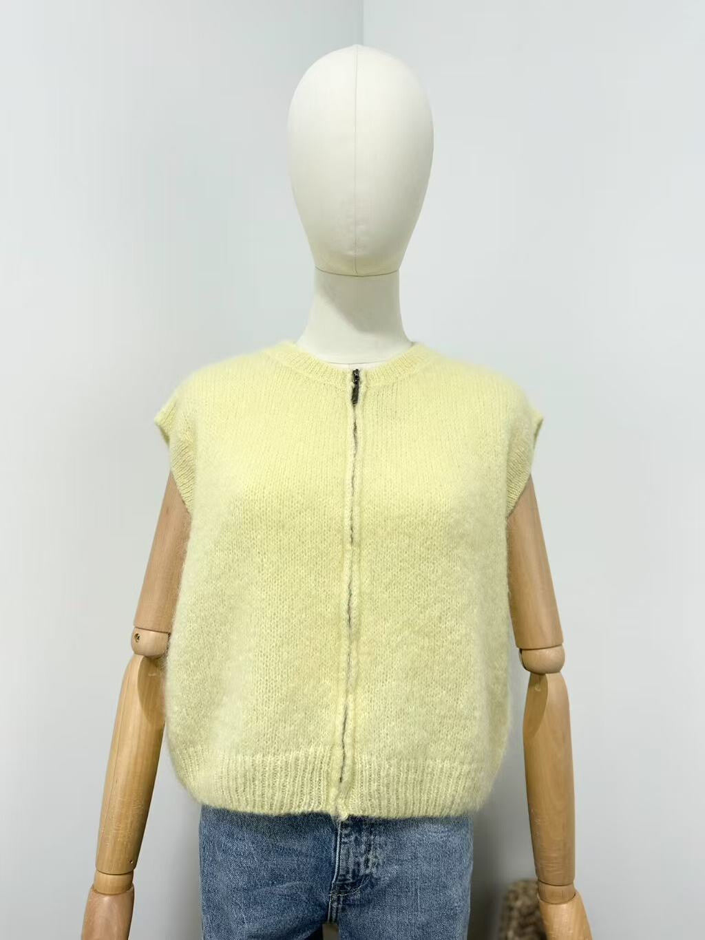 Cardigan ZM rits - lichtgeel
