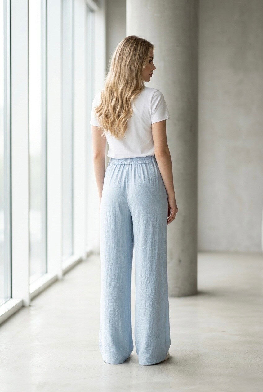 Skylar wide leg Broek - Lichtblauw