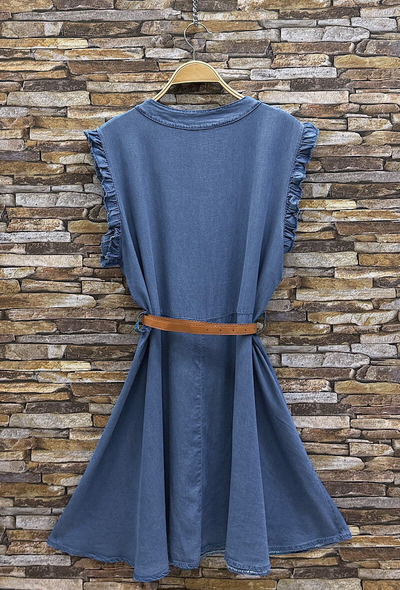 Kleedje met franjes - blauw