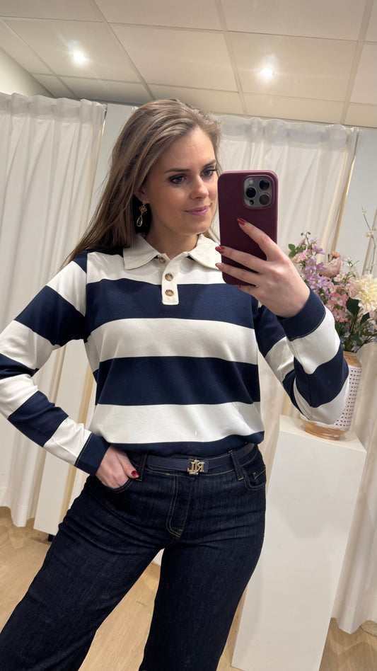 Polo t-shirt barni 48 - marine/ecru