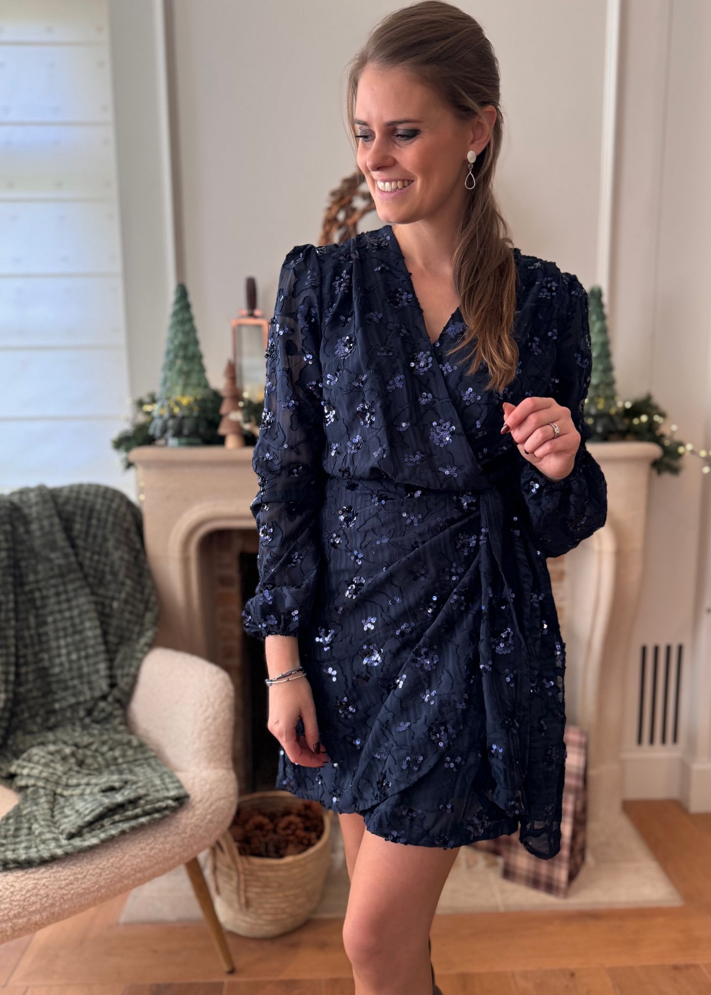 Kleedje sequins - donkerblauw