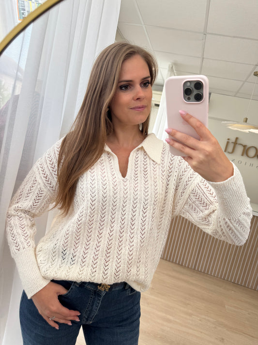 Gehaakte pullover - ecru