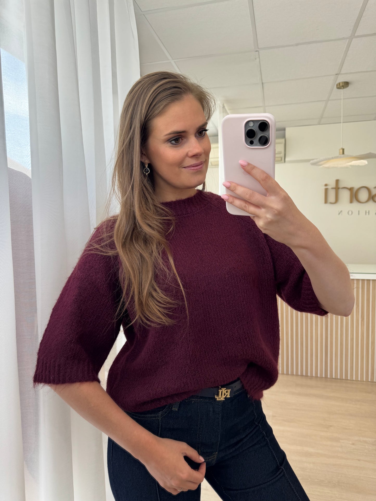Emilie cropped knit - windsor wine