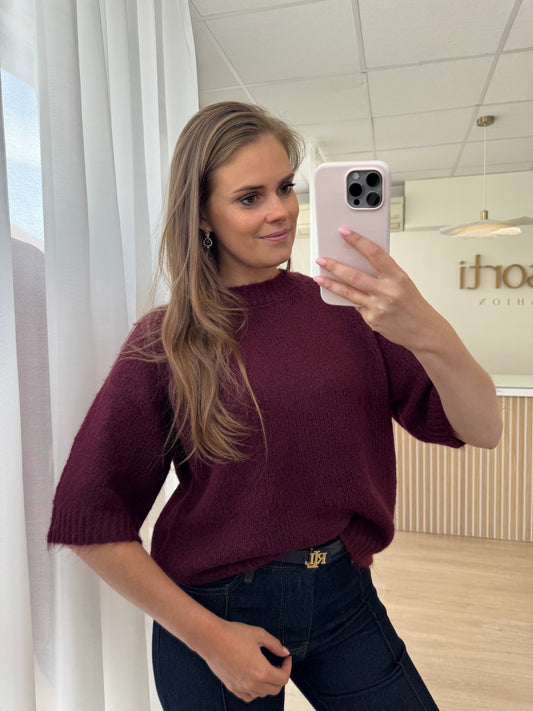 Emilie cropped knit - windsor wine