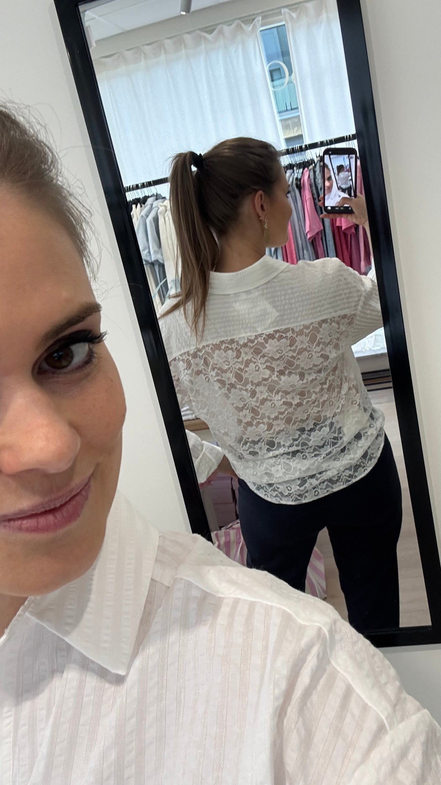 Lot blouse met kant - ecru