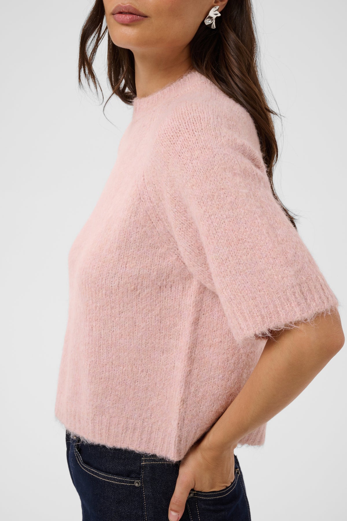 Emilie cropped knit - lichtroze