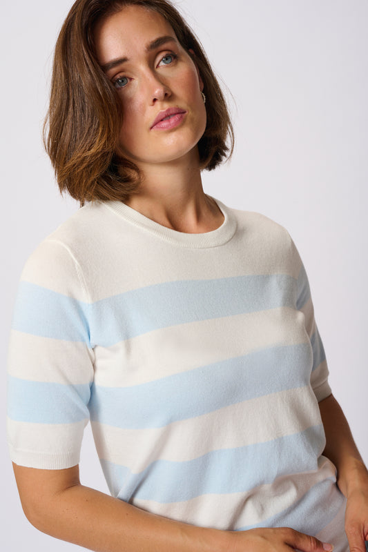 Lizza striped knit - lightblue/ecru
