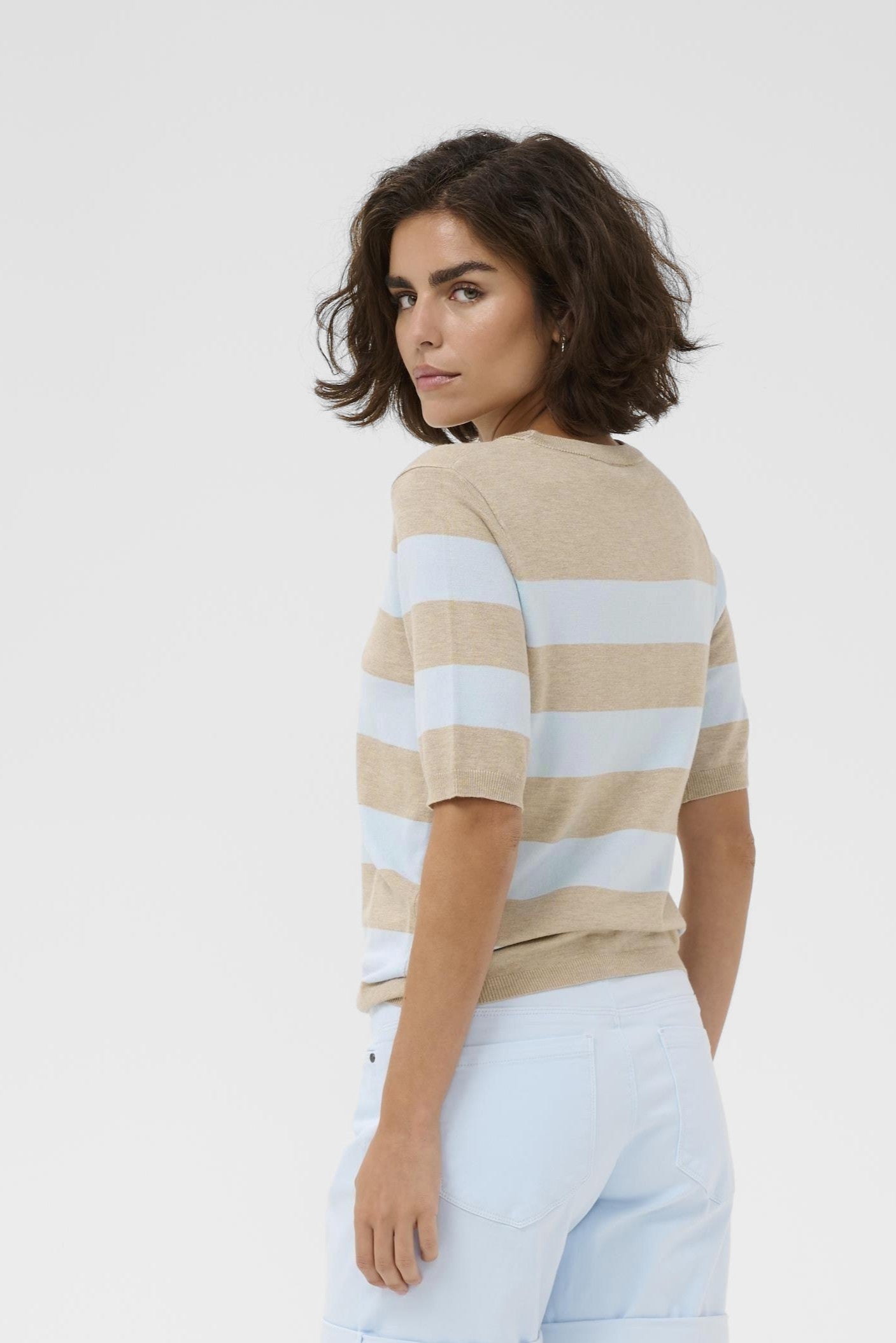 Lizza striped knit - beige/lichtblauw