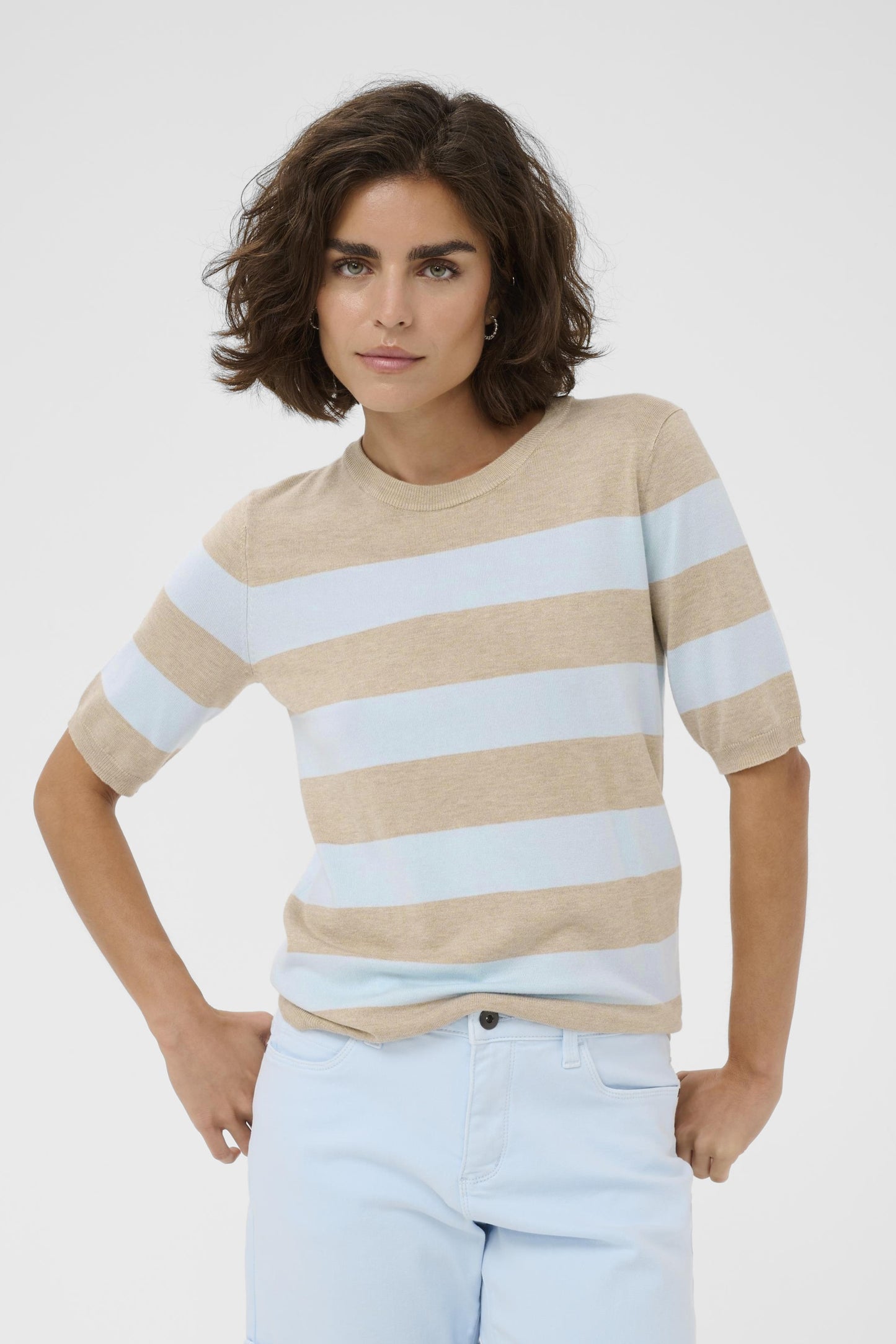 Lizza striped knit - beige/lichtblauw