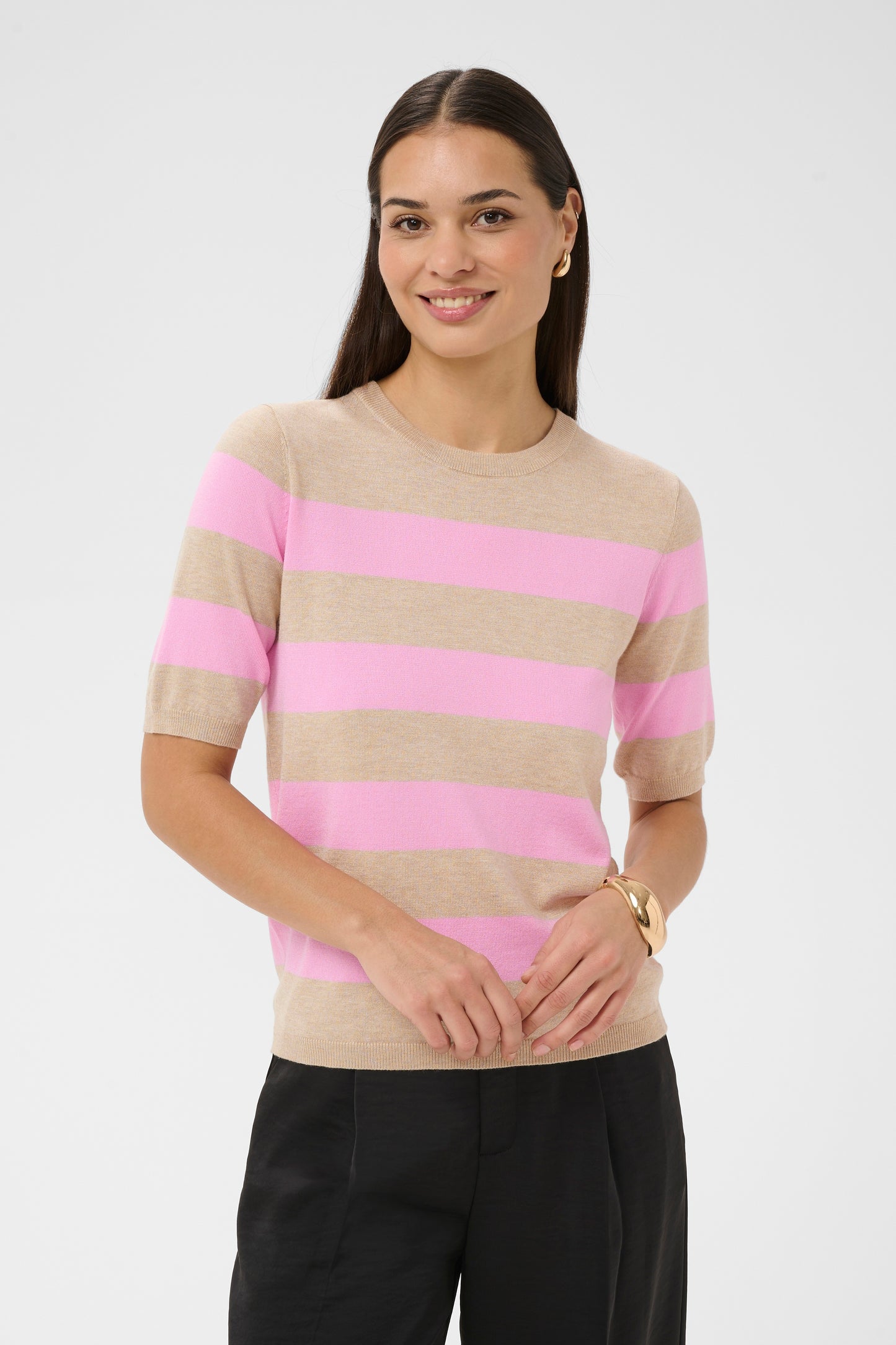 Lizza striped knit - beige/roze