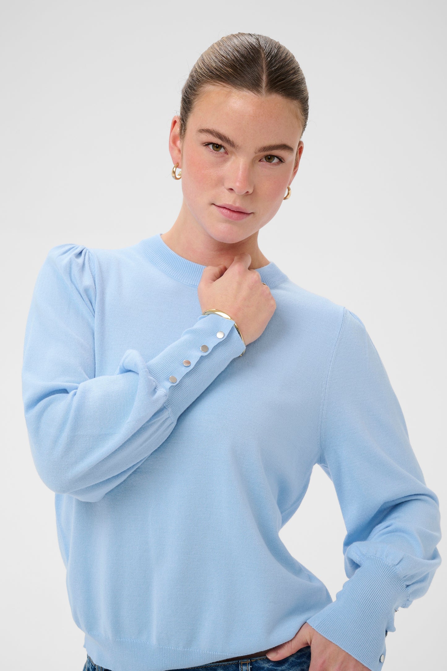 Lizza round neck knit - powder blue