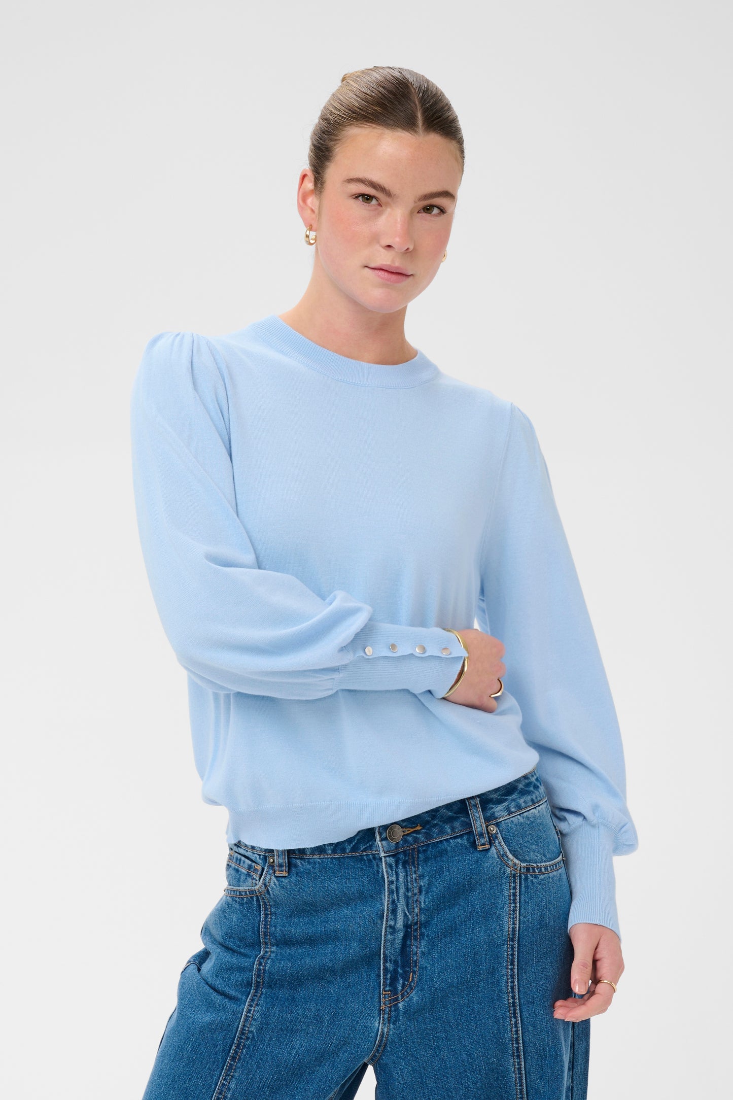 Lizza round neck knit - powder blue