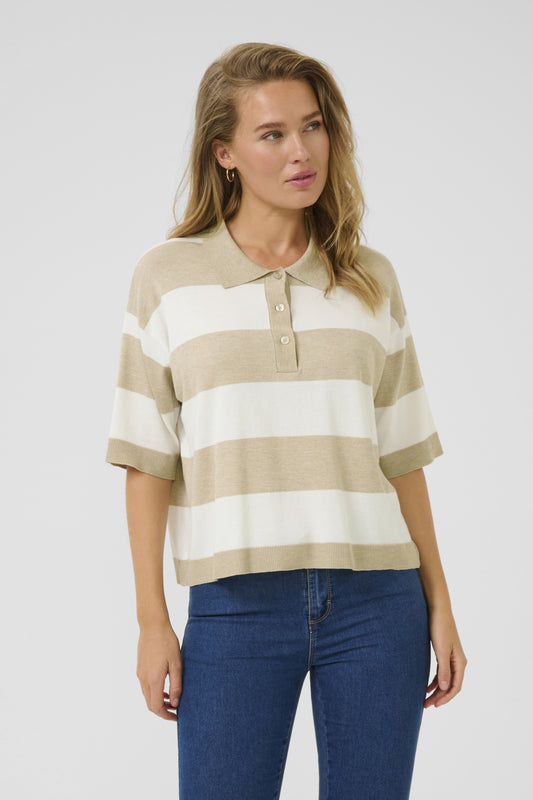 Lizza polo knit - beige/ecru
