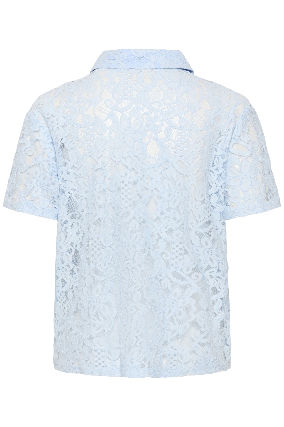 Lacy polo blouse - lichtblauw