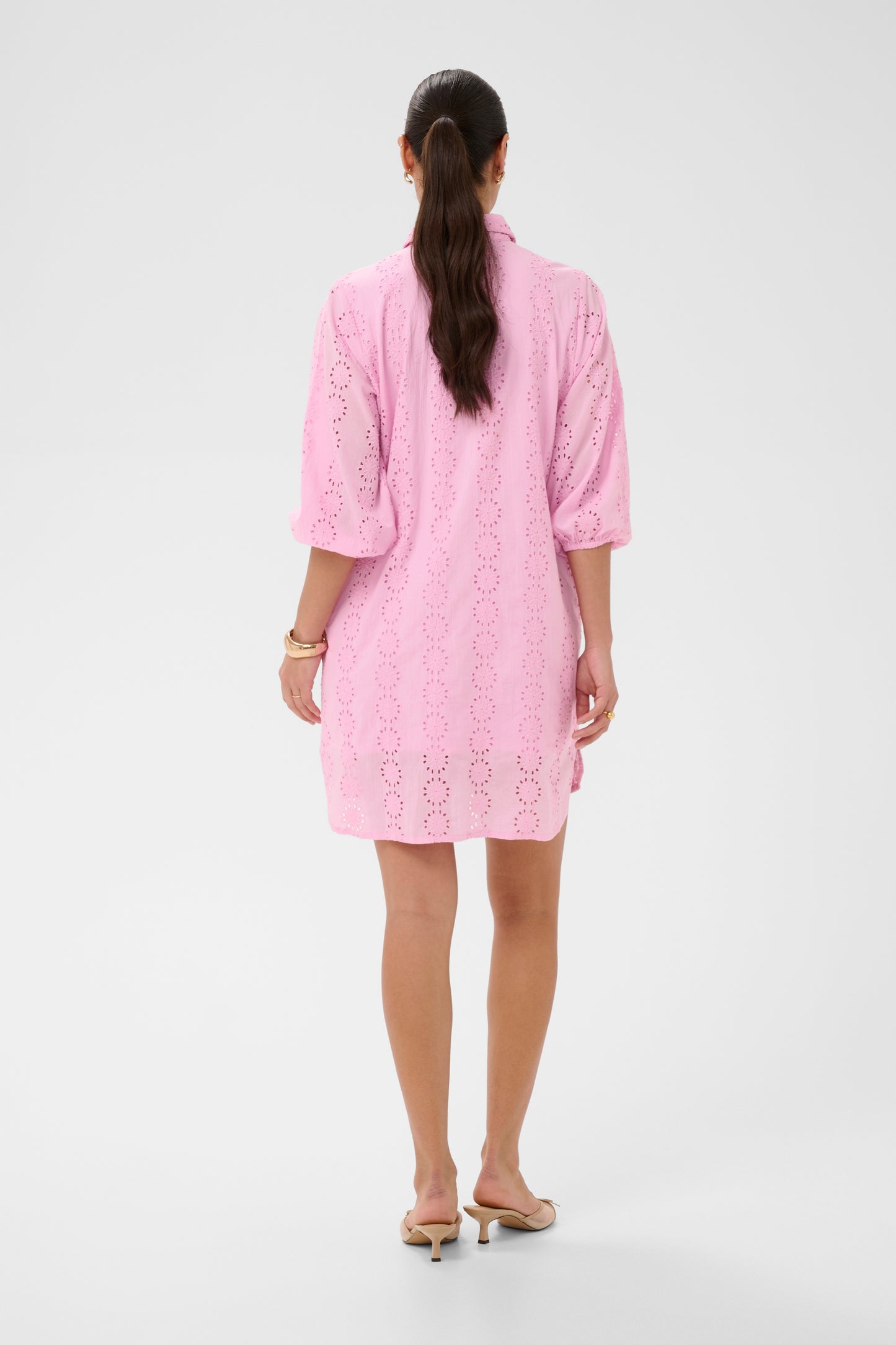 Dona shirt dress broderie - roze