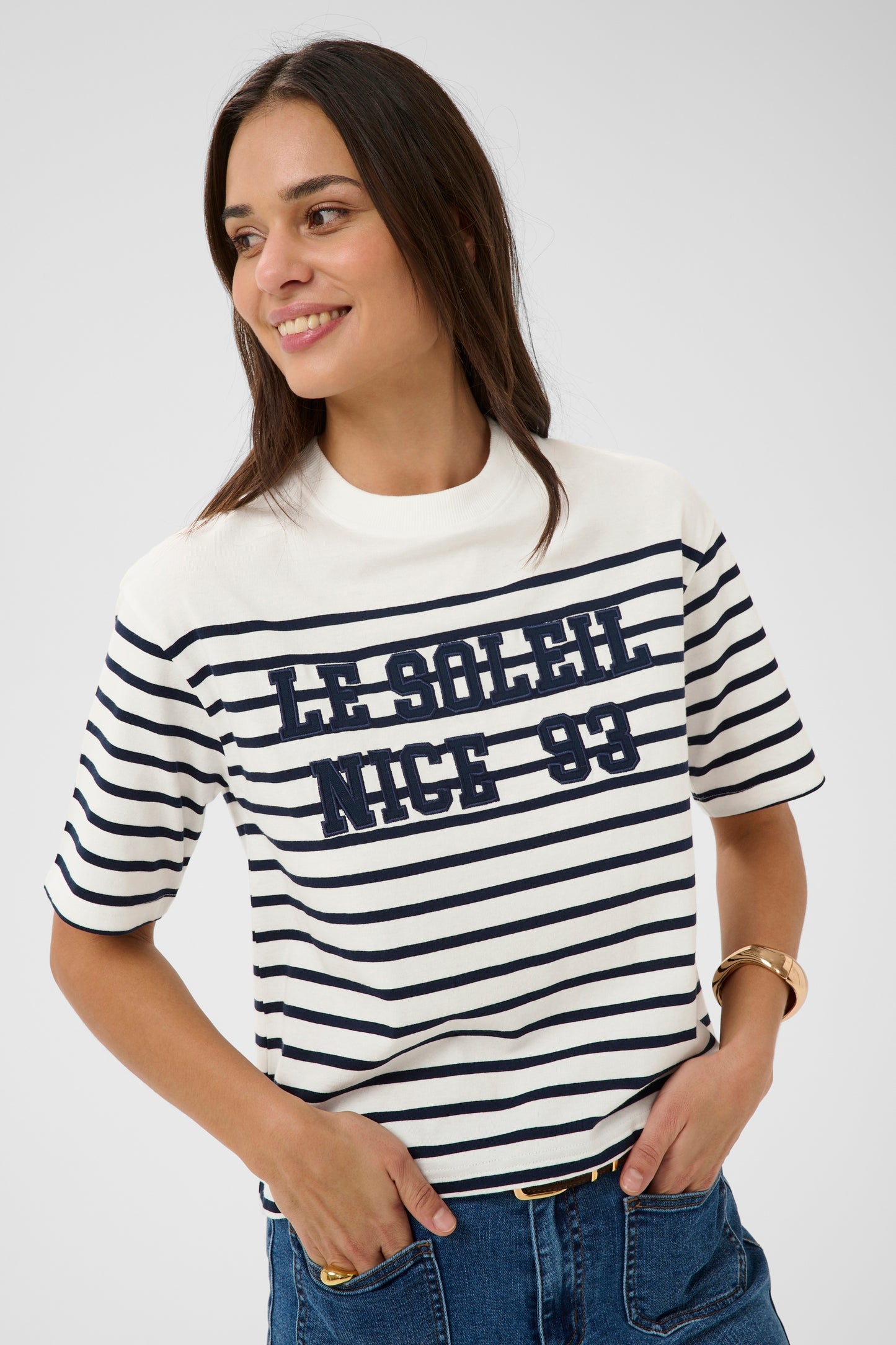 Nolia t-shirt streep - marine/ecru