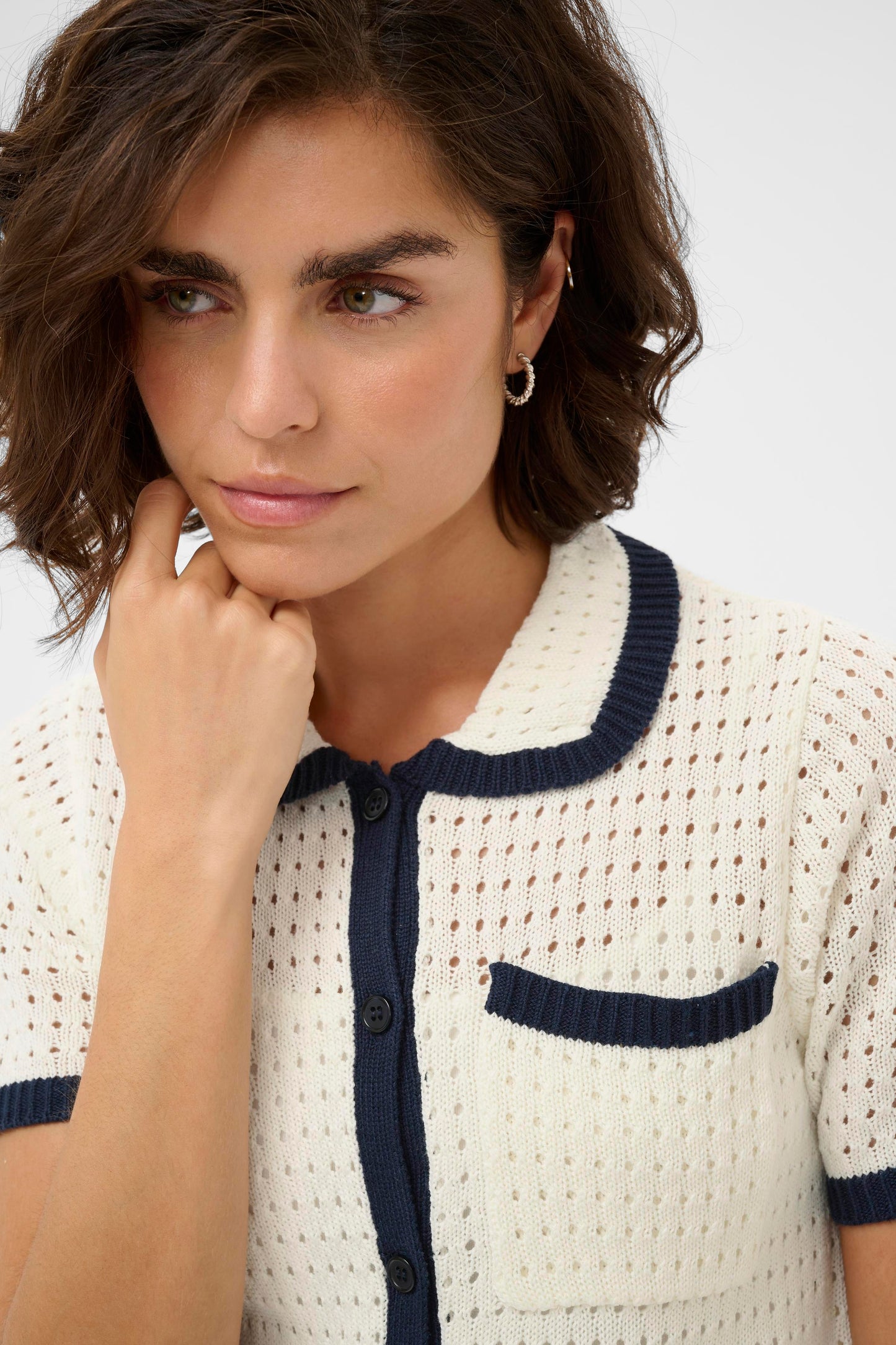 Brianna cardigan - ecru/marine