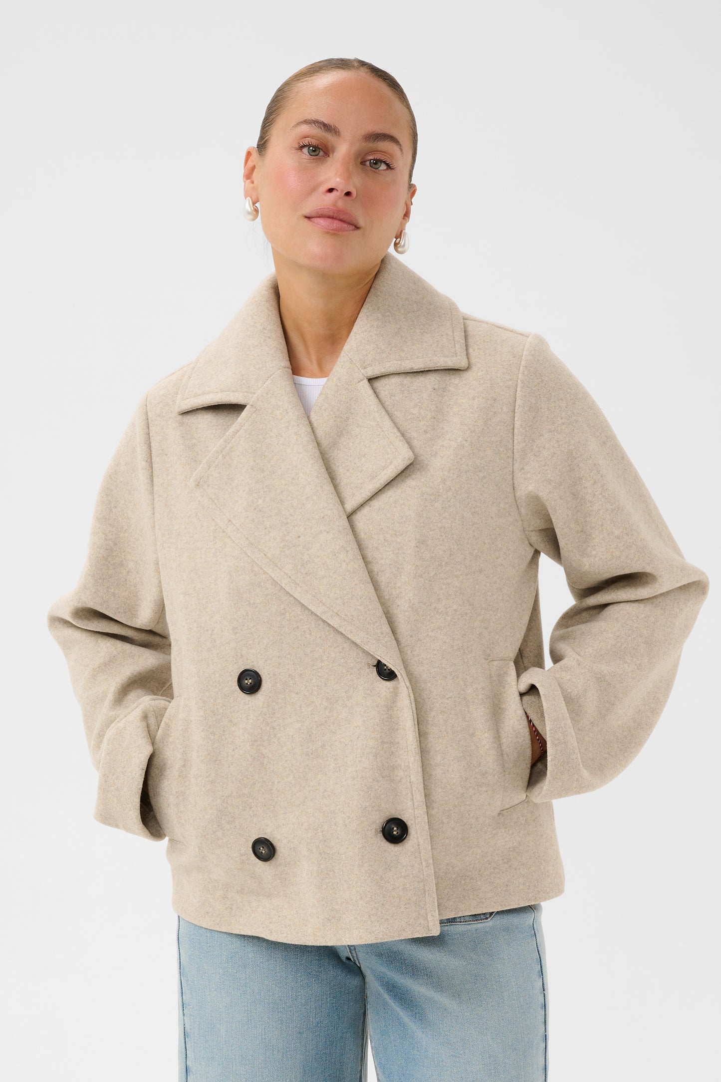 Saturn short mantel - beige melange