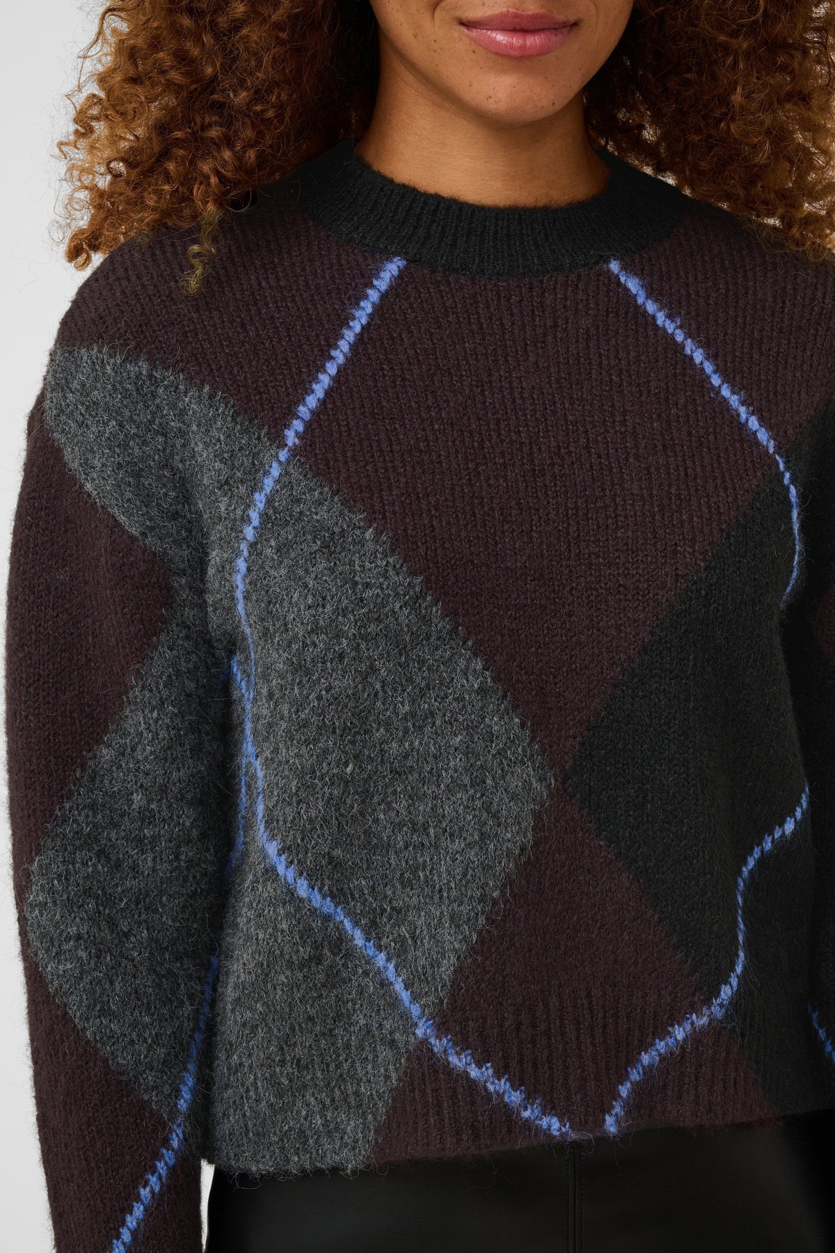 Grith geruite trui - grijs/bordeaux PRE ORDER