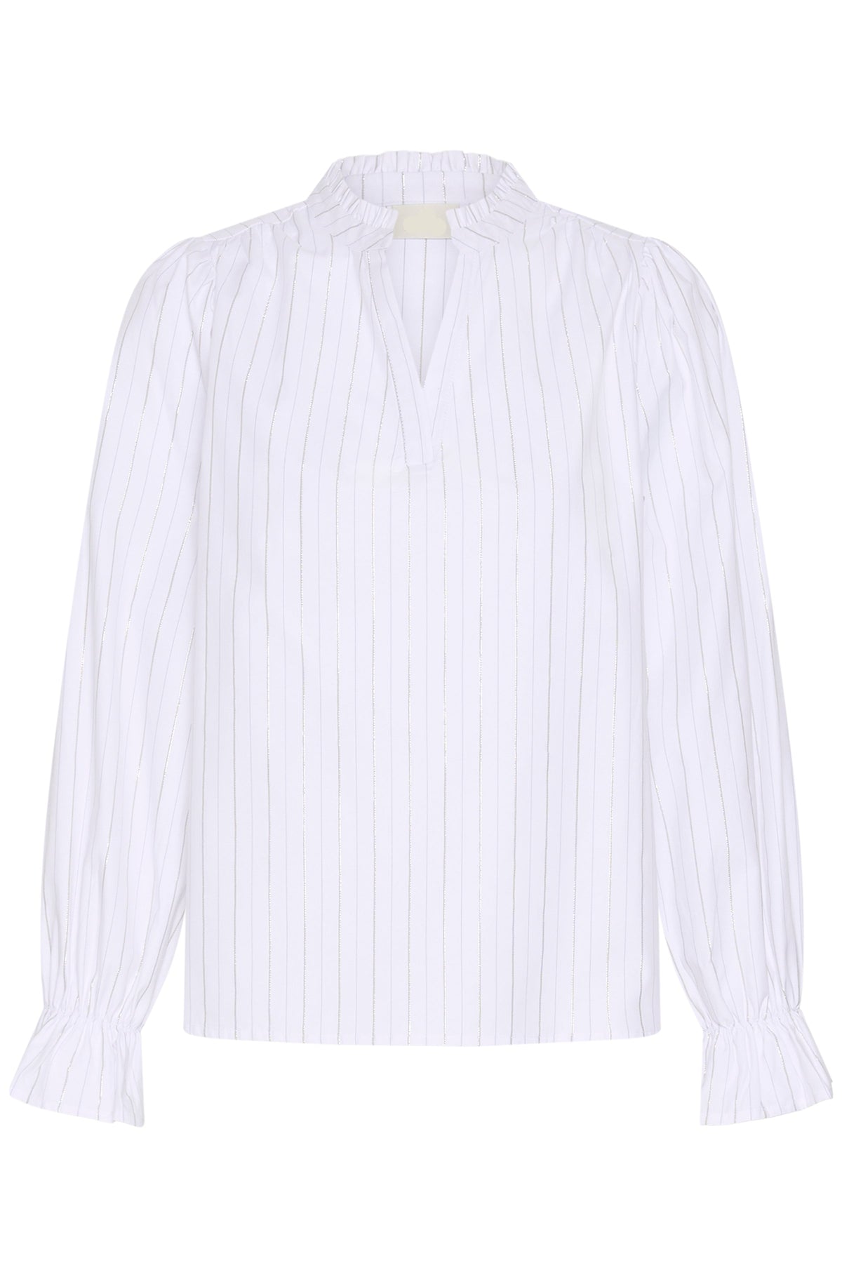 Ellie blouse lurex streep - wit/zilver
